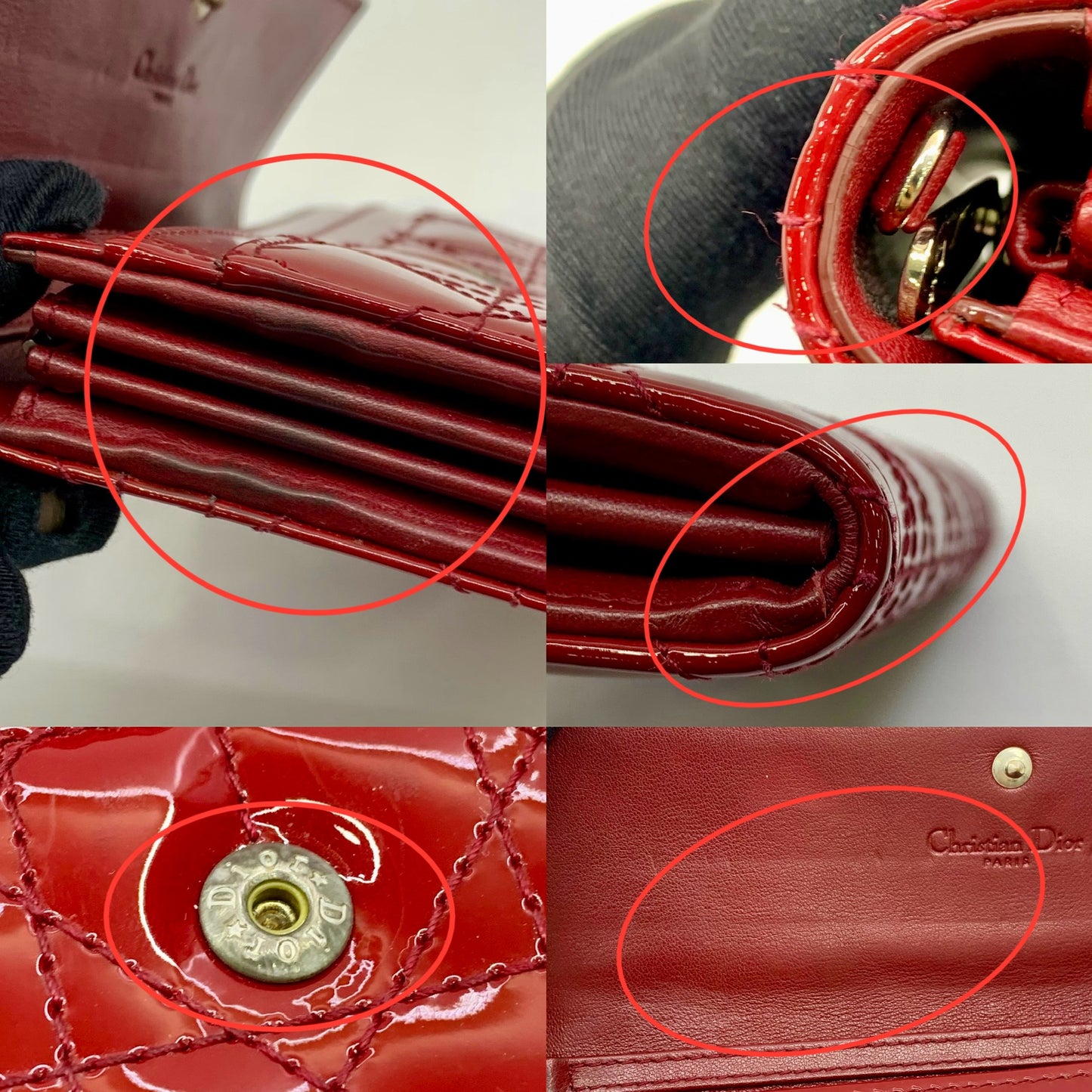 Dior Lady Cannage Patent Chain Wallet