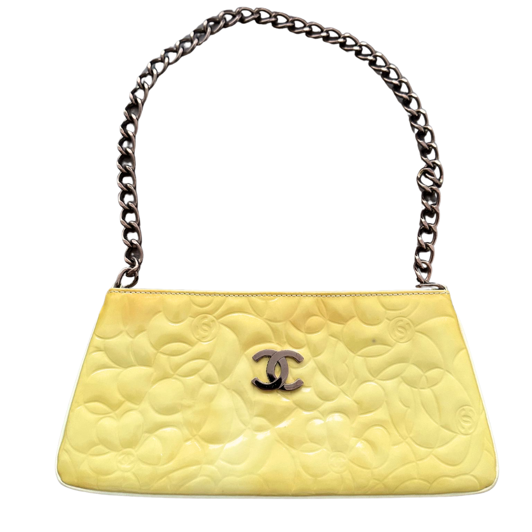 CHANEL Camelia Mini Bag Yellow with Rose gold hardware