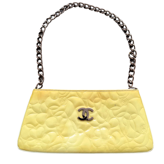 CHANEL Camelia Mini Bag Yellow with Rose gold hardware