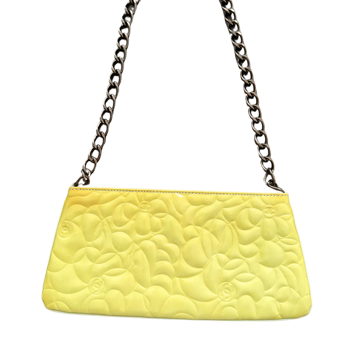 CHANEL Camelia Mini Bag Yellow with Rose gold hardware