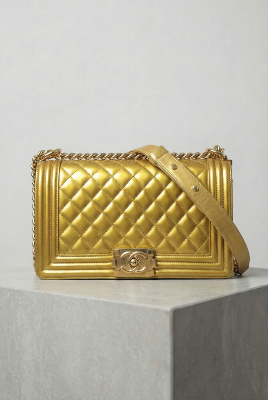 Chanel Boy Bag Medium Gold Lambskin
