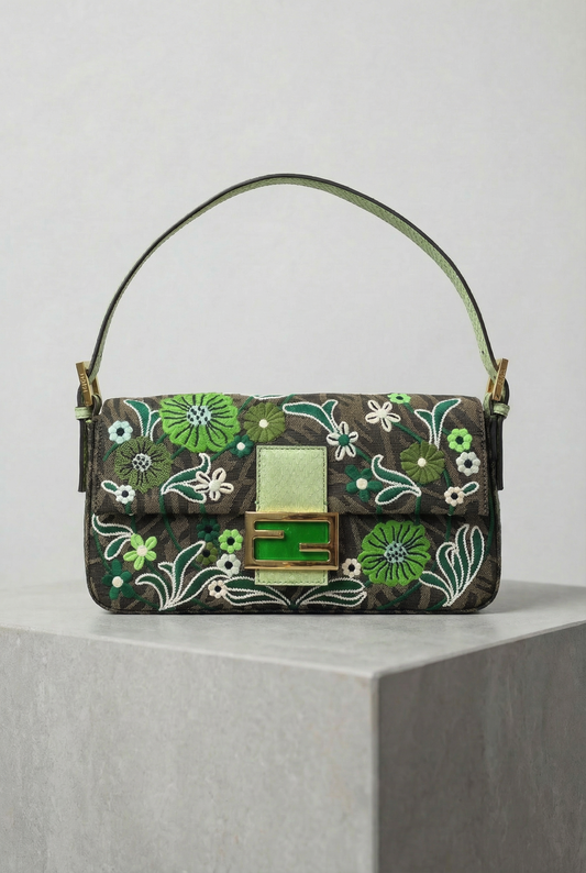 Fendi Baguette 1997 FF Vertigo Jacquard Embroidery