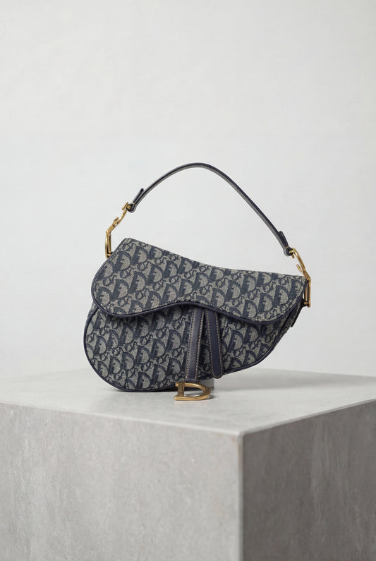 Dior Saddle Bag Medium Blue Oblique Canvas