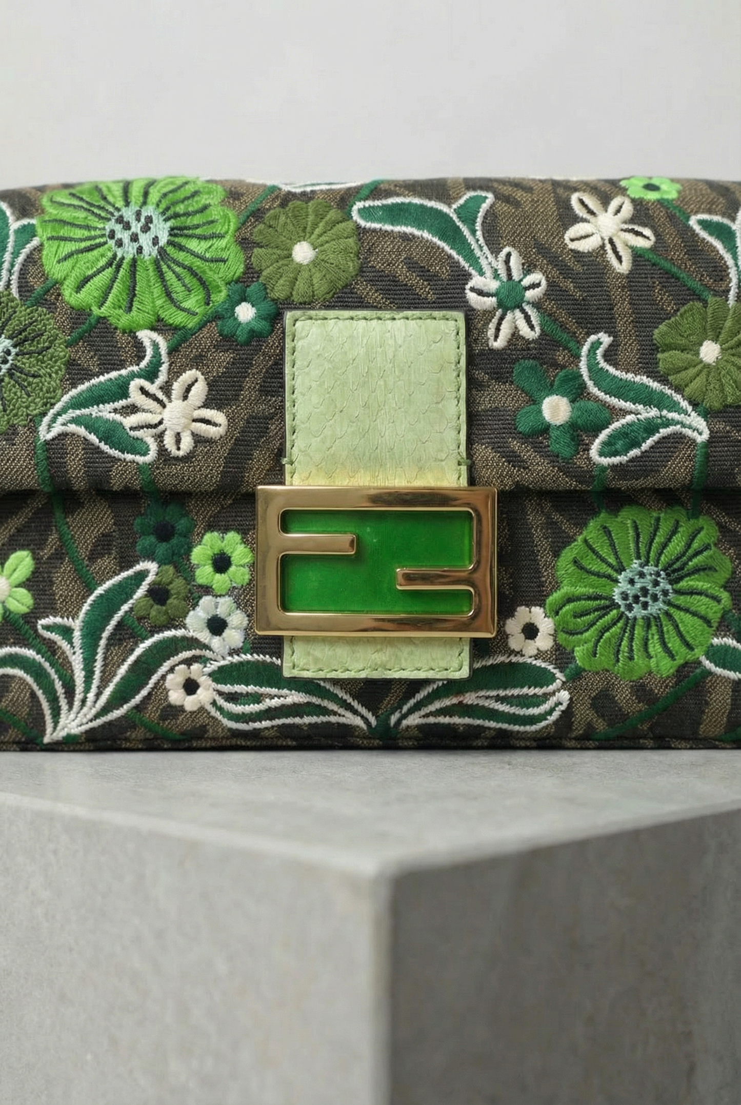 Fendi Baguette 1997 FF Vertigo Jacquard Embroidery