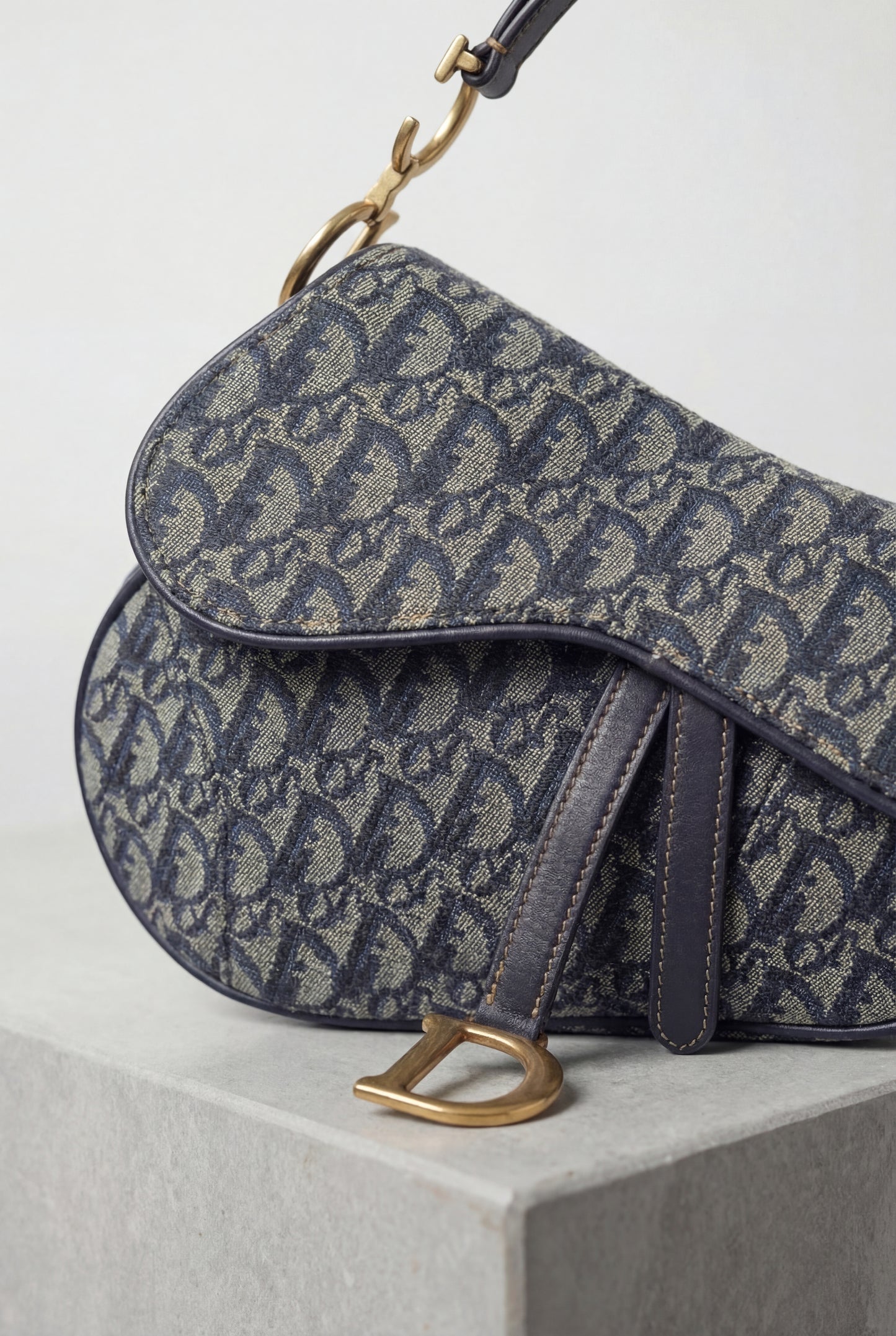 Dior Saddle Bag Medium Blue Oblique Canvas