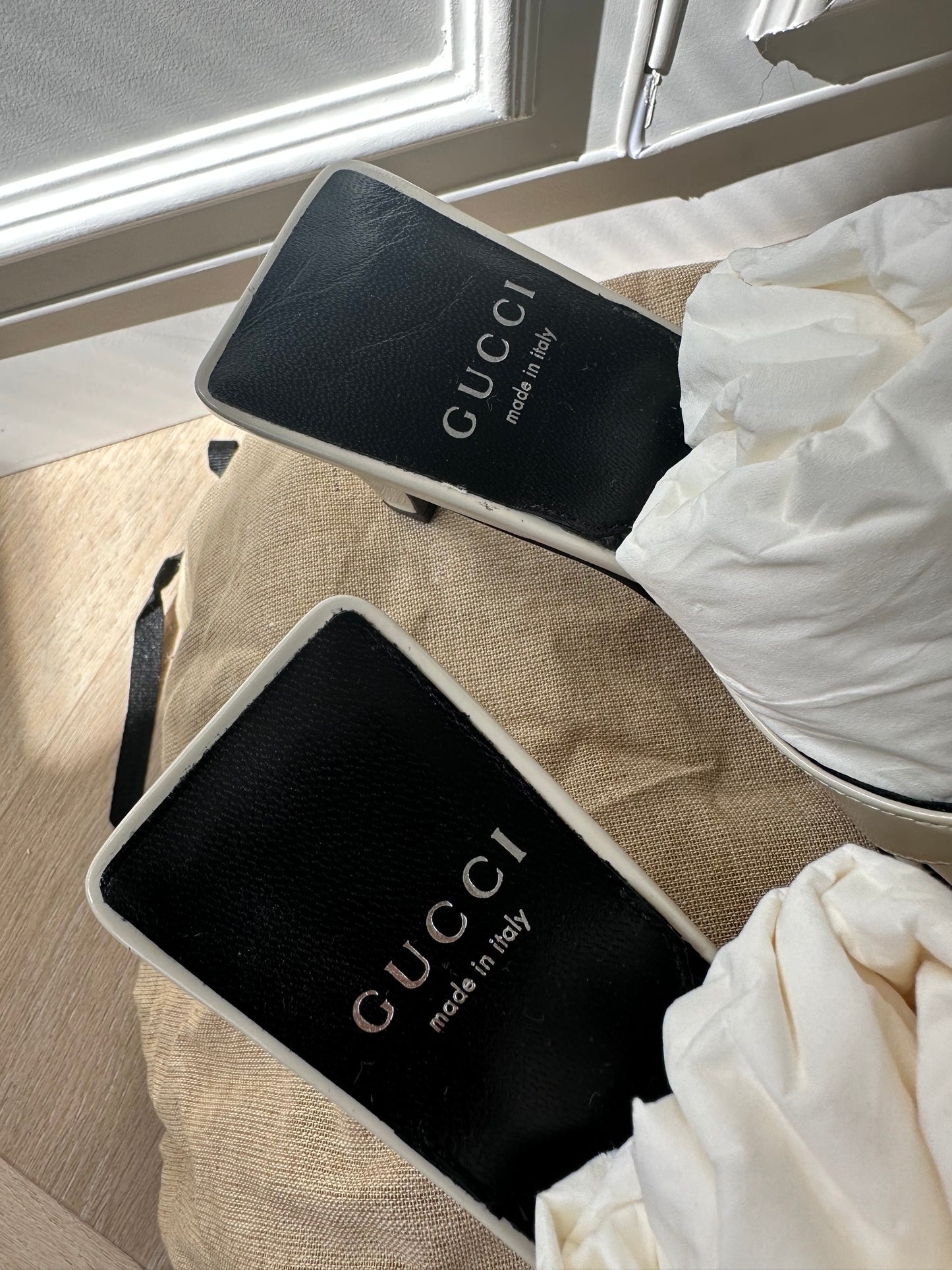 GUCCI Horsebit White Thong Sandal, size EU37