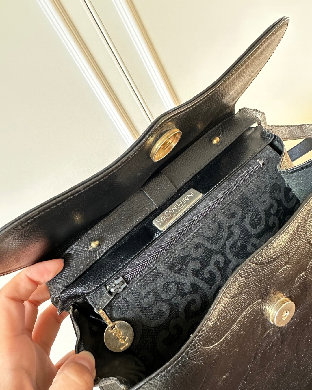 YVES SAINT LAURENT Vintage Trapeze Leather Handbag