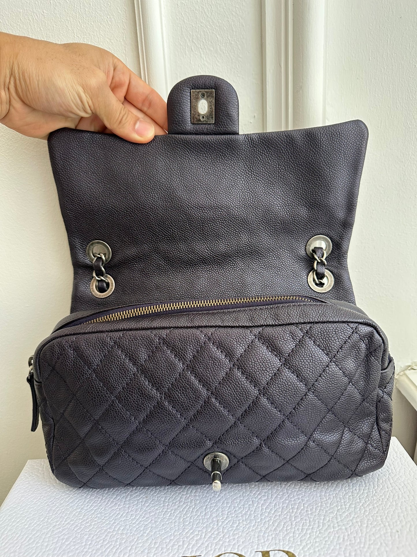 Chanel Easy Flap Bag Medium Caviar Purple