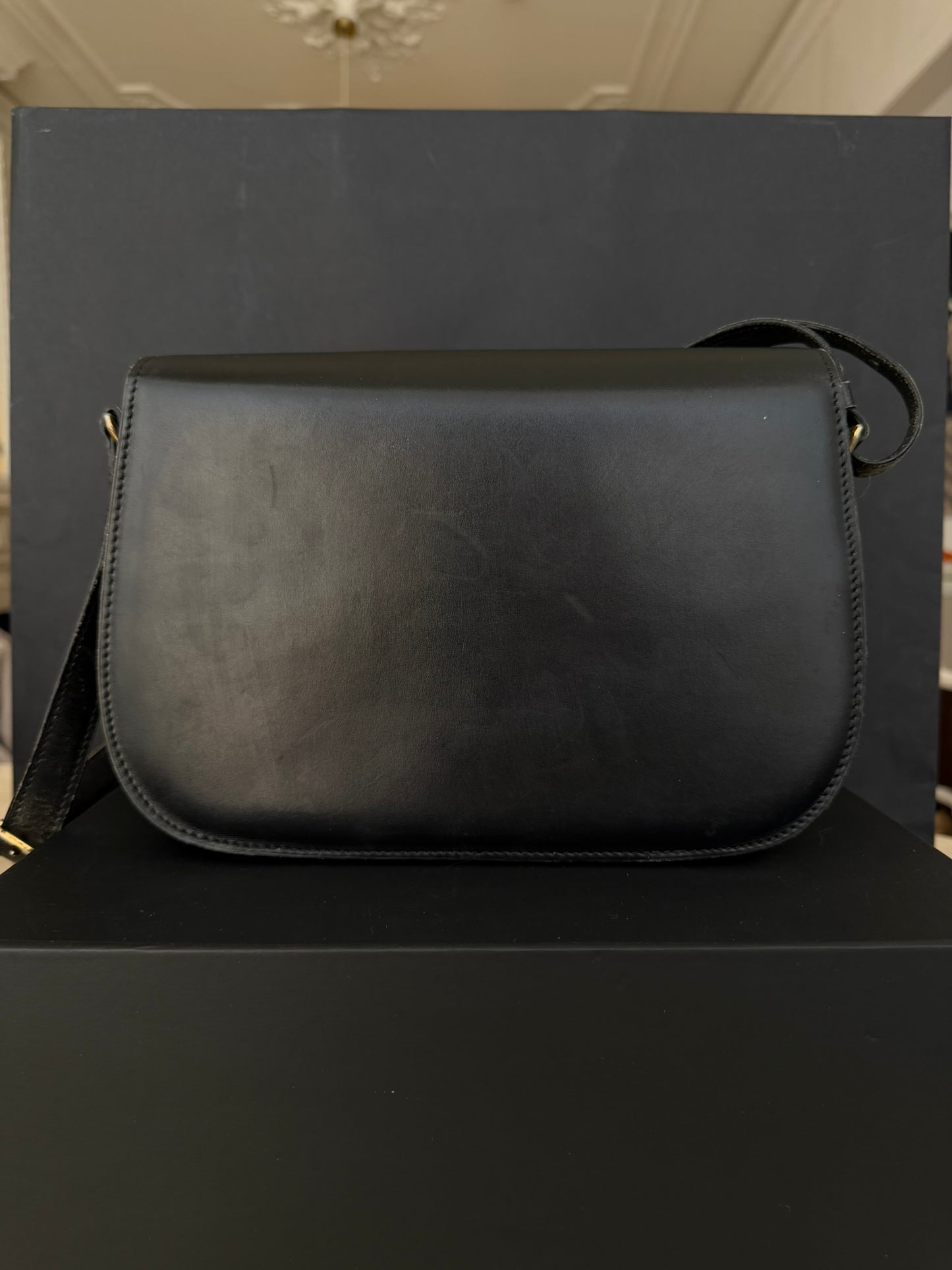Céline Vintage Leather Shoulder Bag Black