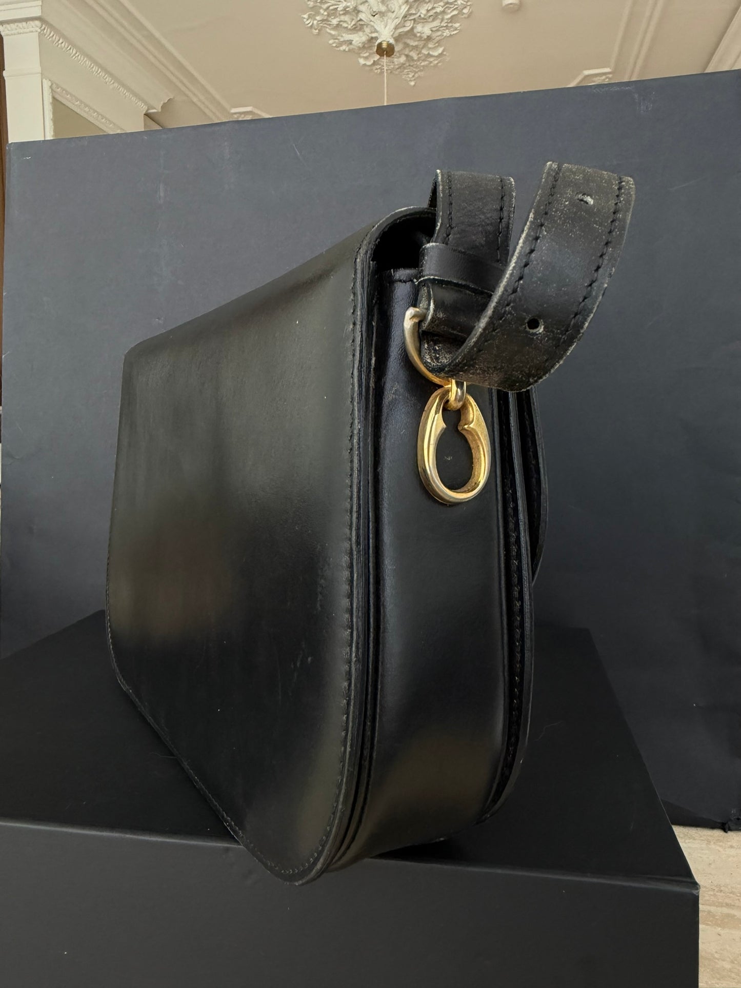 Céline Vintage Leather Shoulder Bag Black
