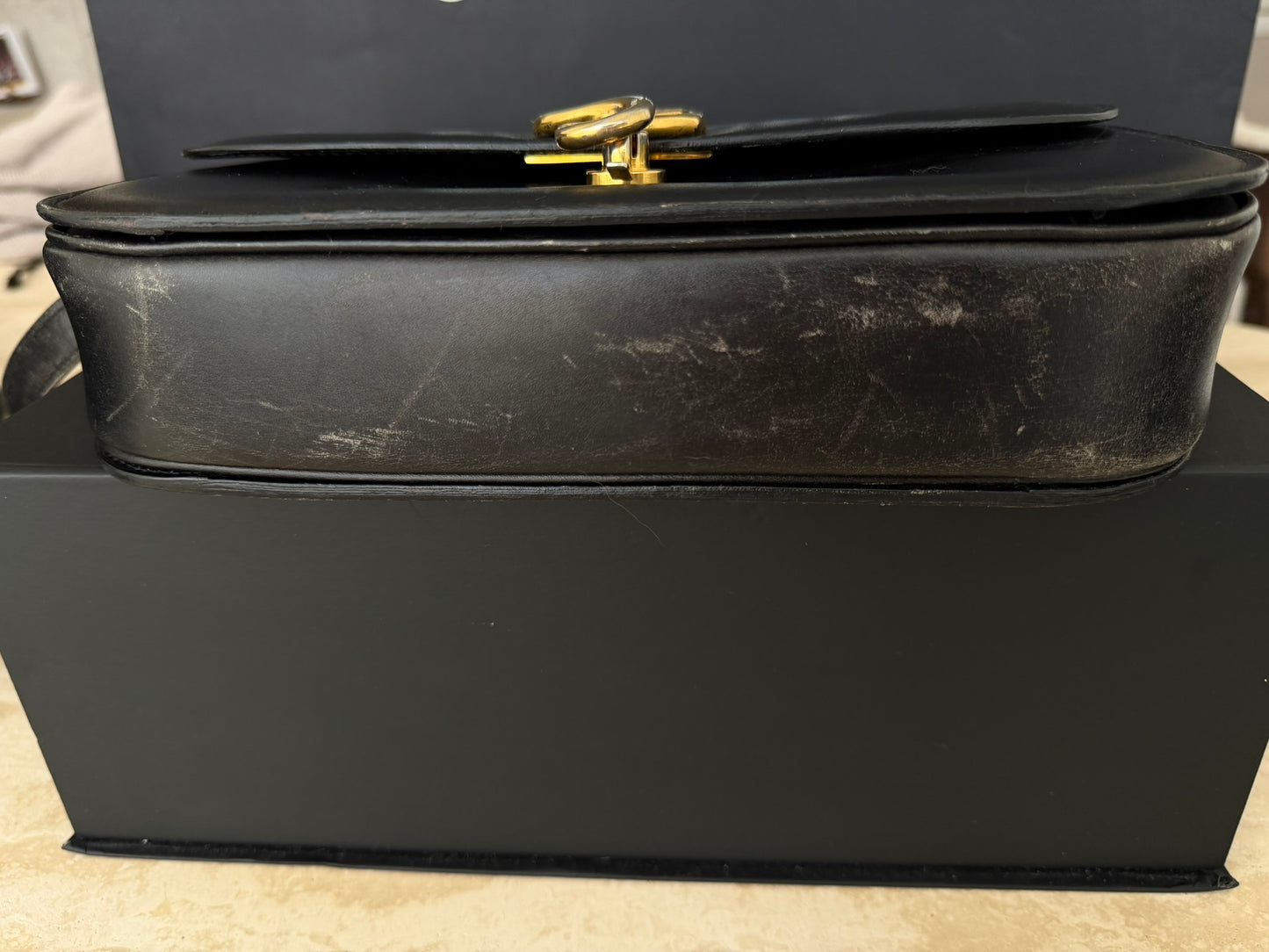 Céline Vintage Leather Shoulder Bag Black