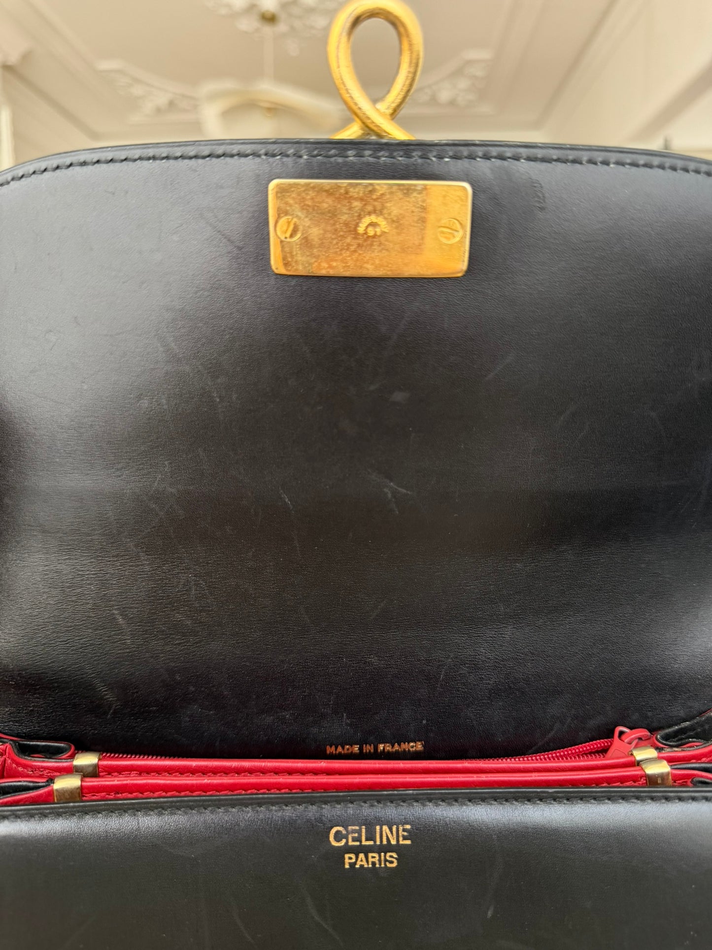 Céline Vintage Leather Shoulder Bag Black