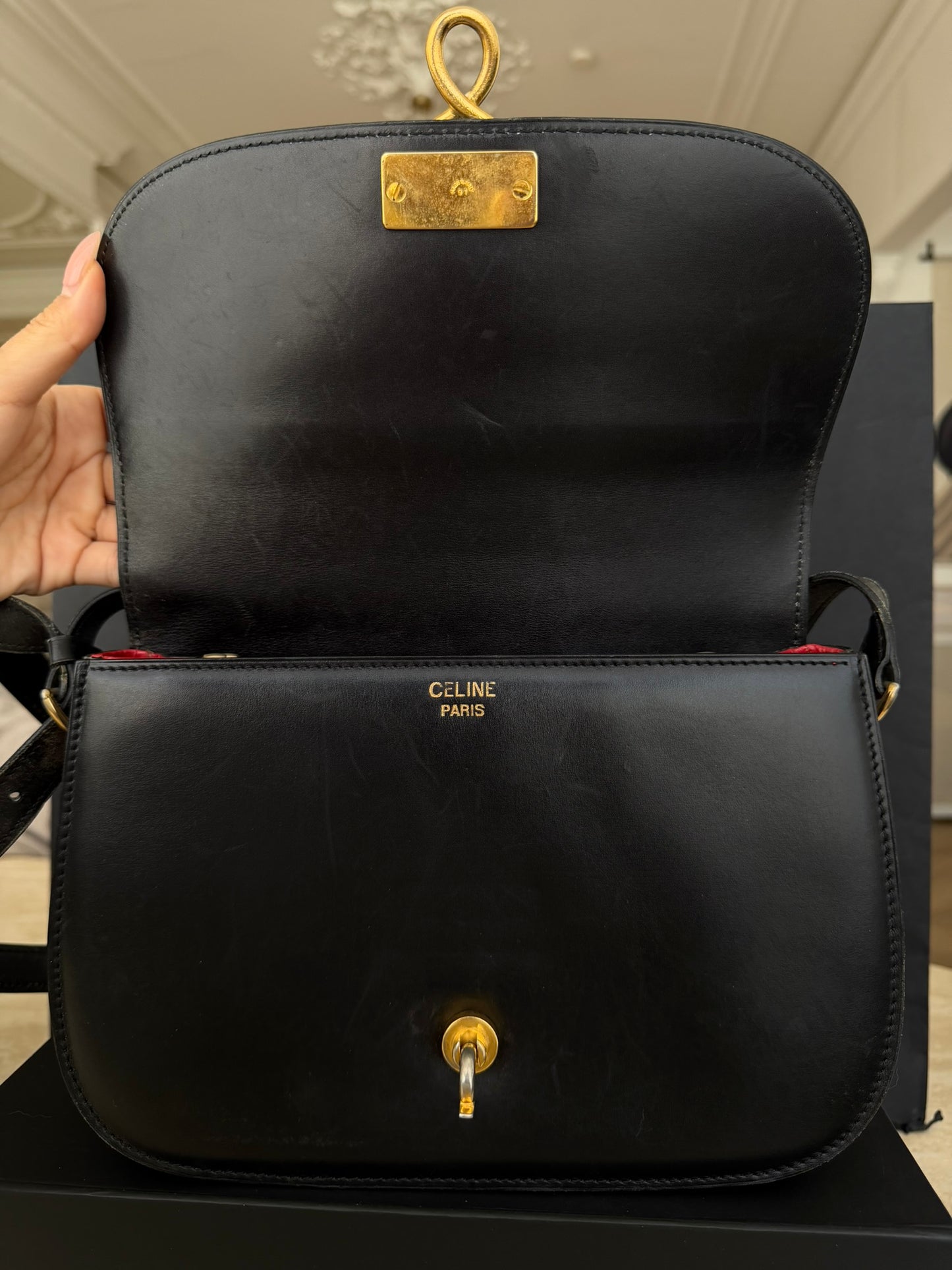 Céline Vintage Leather Shoulder Bag Black