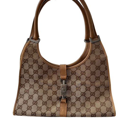 GUCCI Jackie Vintage Cloth Camel Handbag