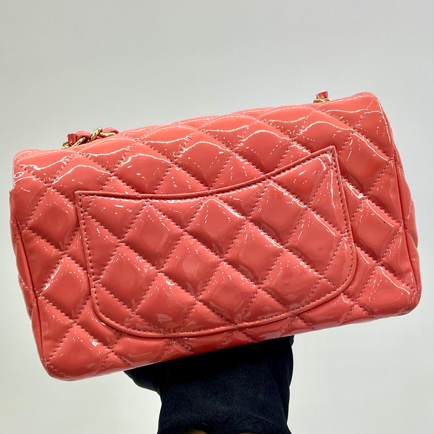 Chanel Mini Rectangle Matelassé Patent Shoulder Bag