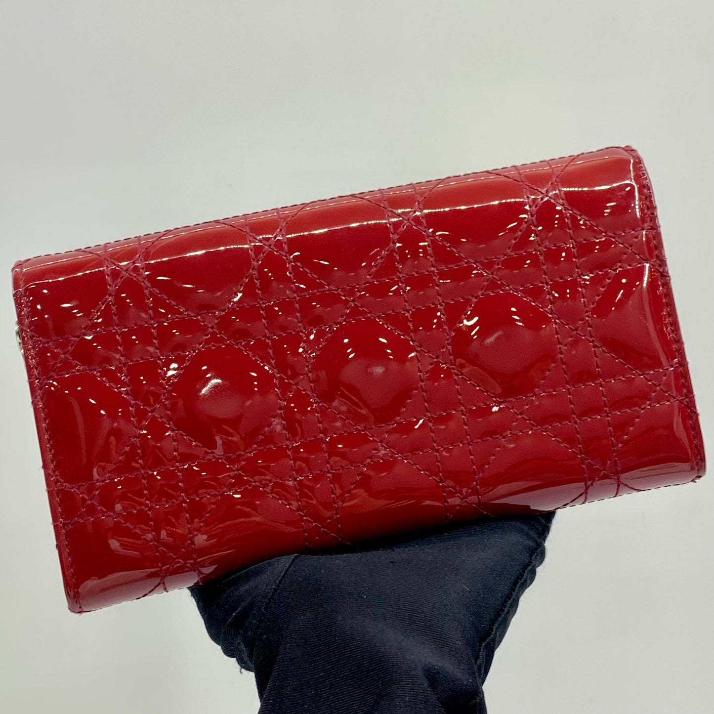 Dior Lady Cannage Patent Chain Wallet
