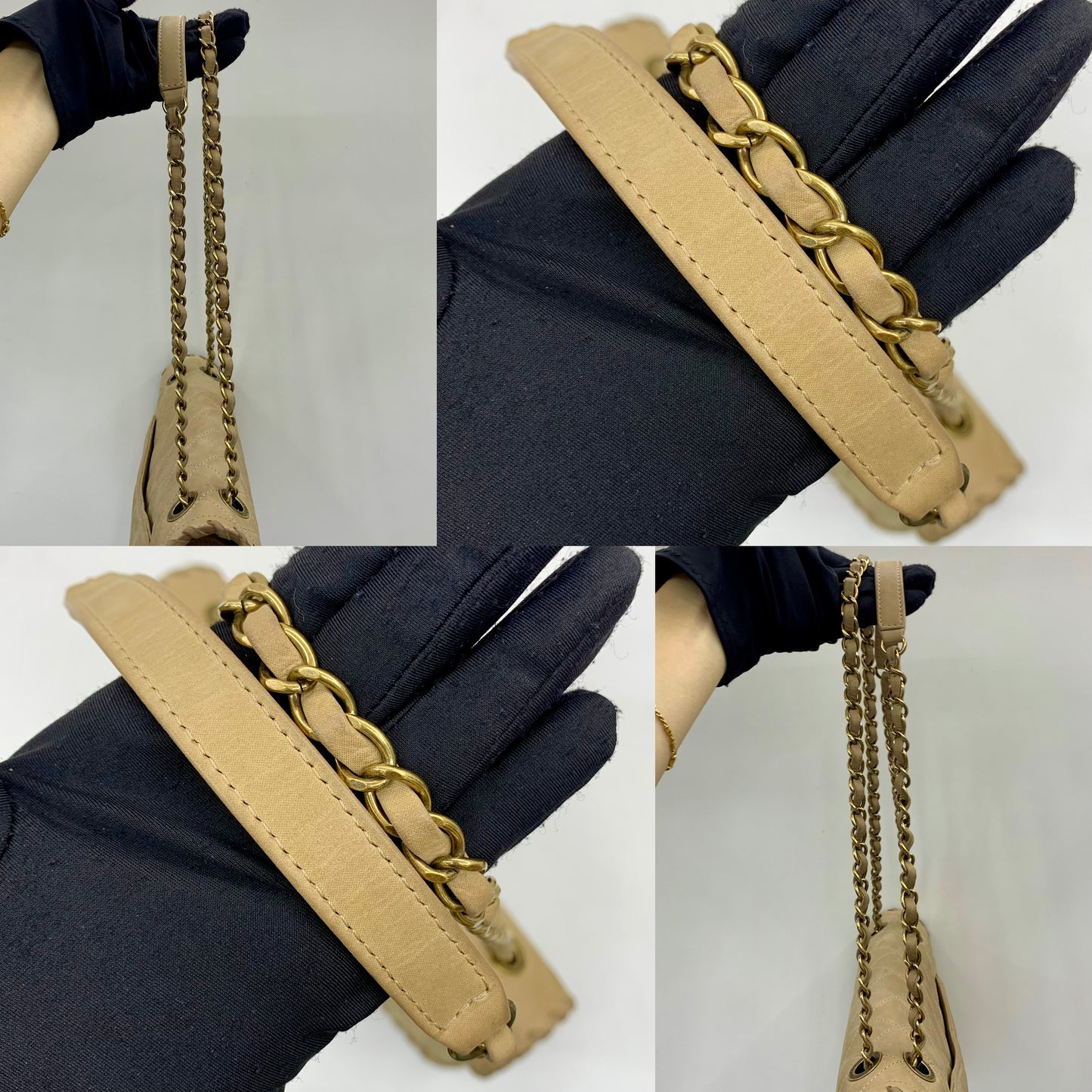 Chanel Happy Stitch Jumbo Flap Bag Beige Calfskin