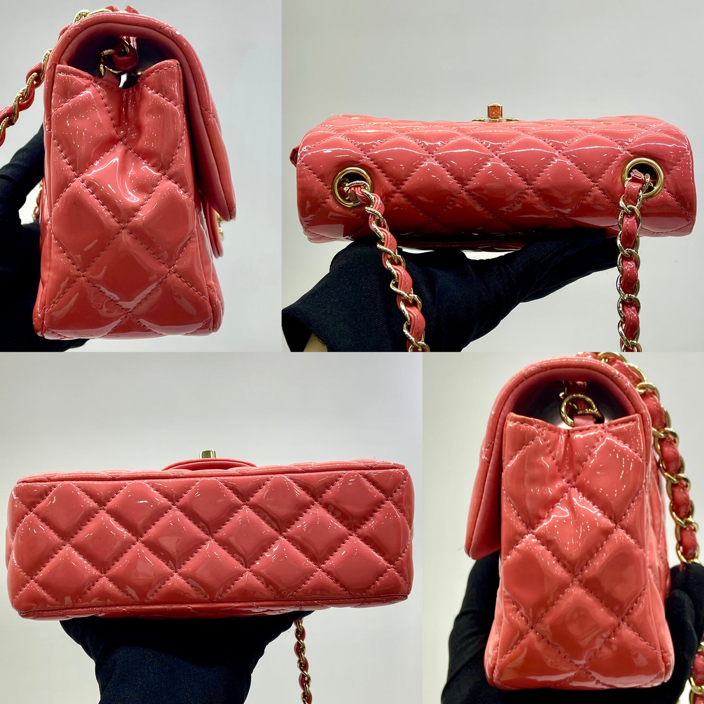 Chanel Mini Rectangle Matelassé Patent Shoulder Bag