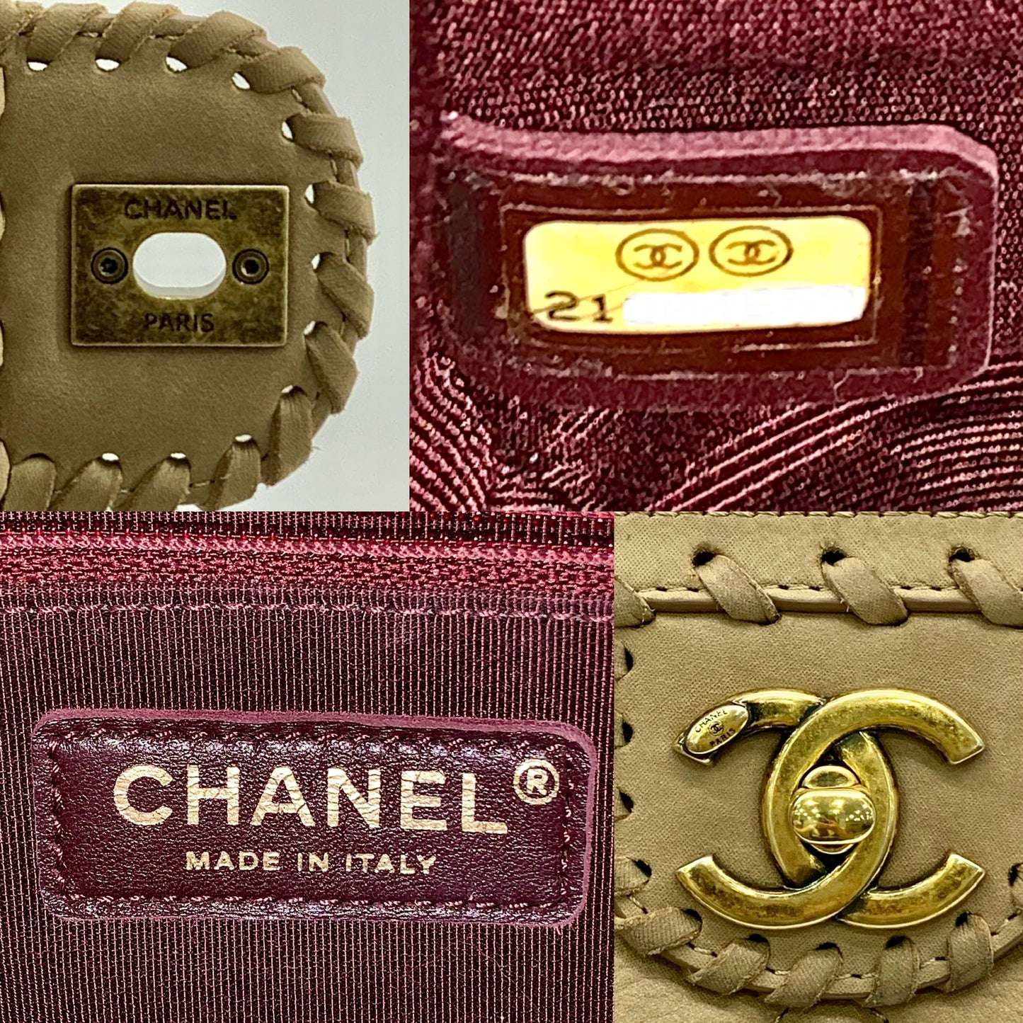 Chanel Happy Stitch Jumbo Flap Bag Beige Calfskin