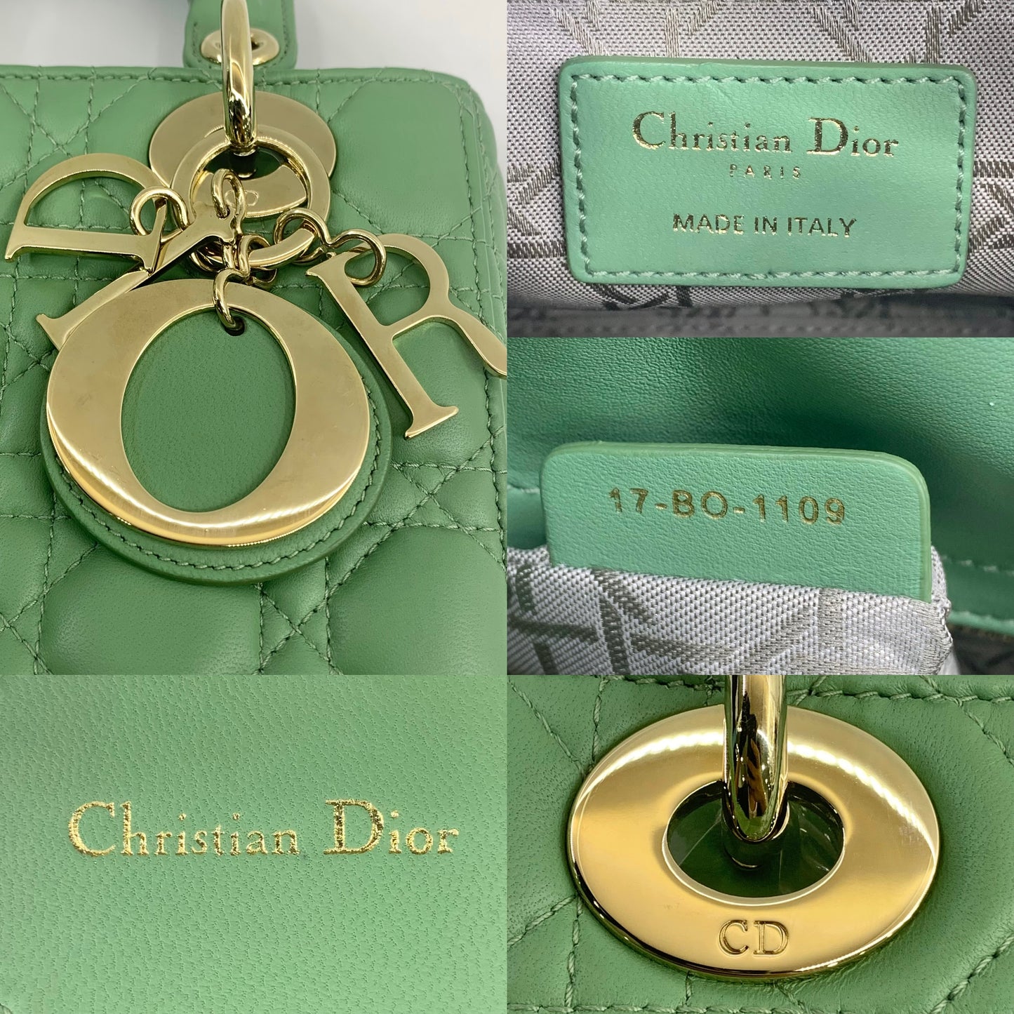 Dior Lady ABC Small Cannage Lambskin Bag Avocado Green