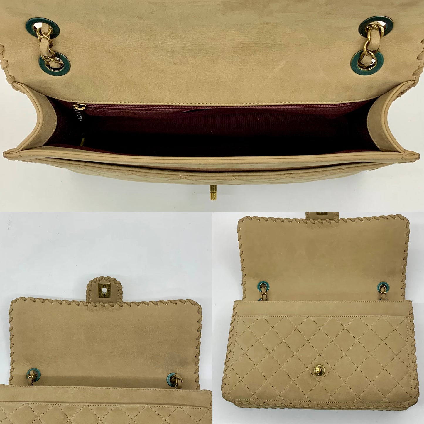 Chanel Happy Stitch Jumbo Flap Bag Beige Calfskin