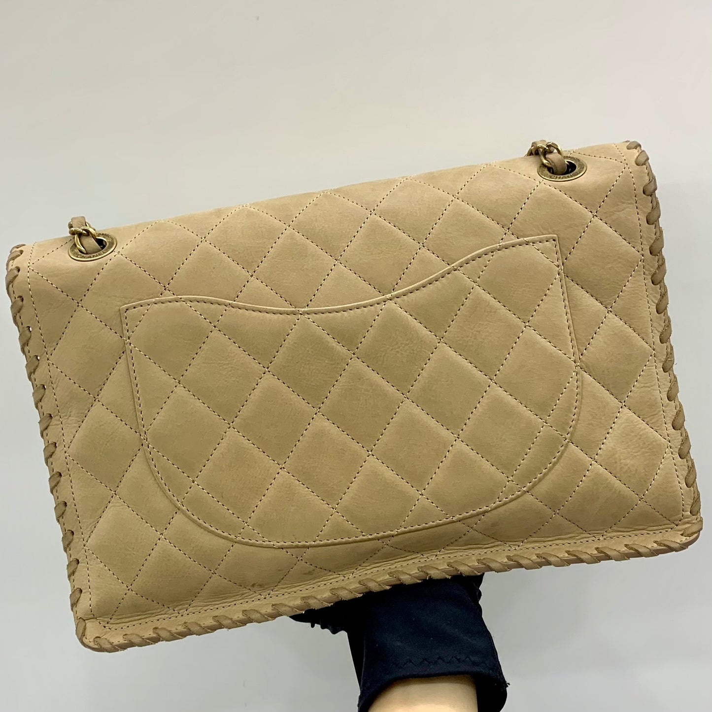 Chanel Happy Stitch Jumbo Flap Bag Beige Calfskin