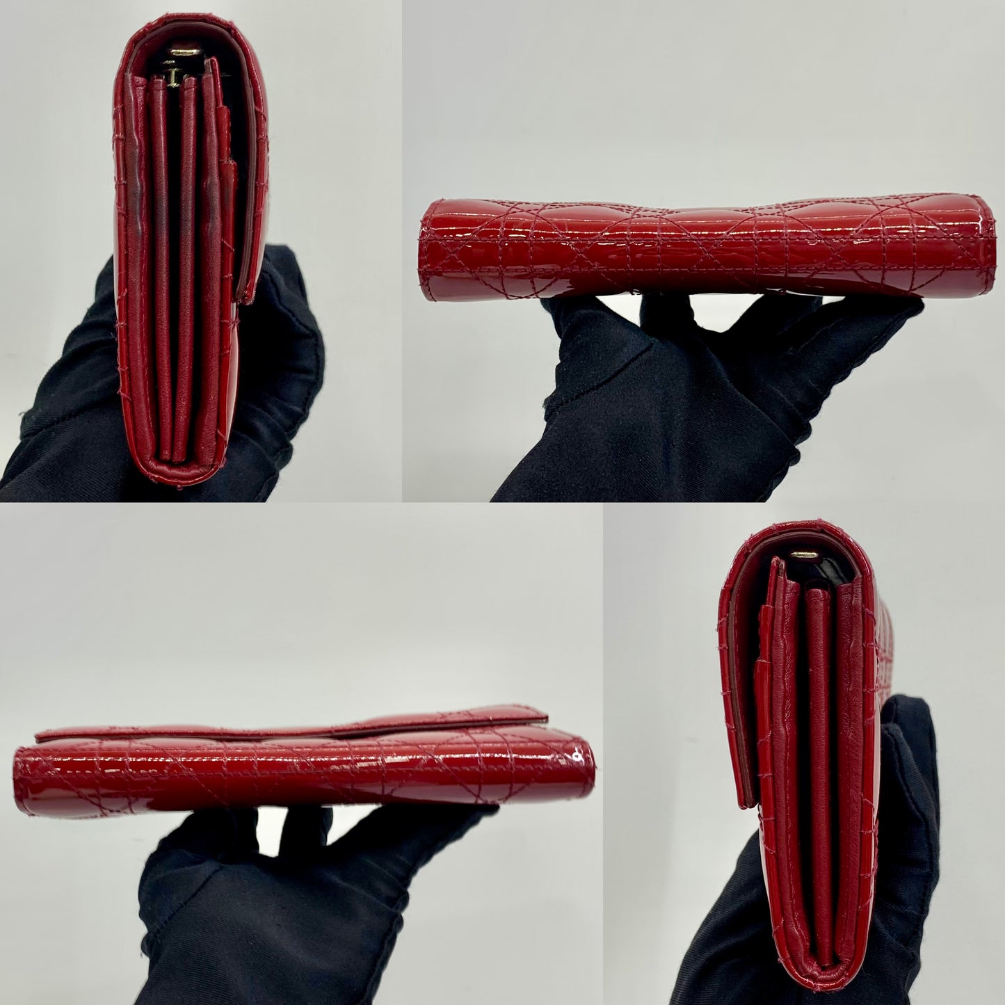 Dior Lady Cannage Patent Chain Wallet