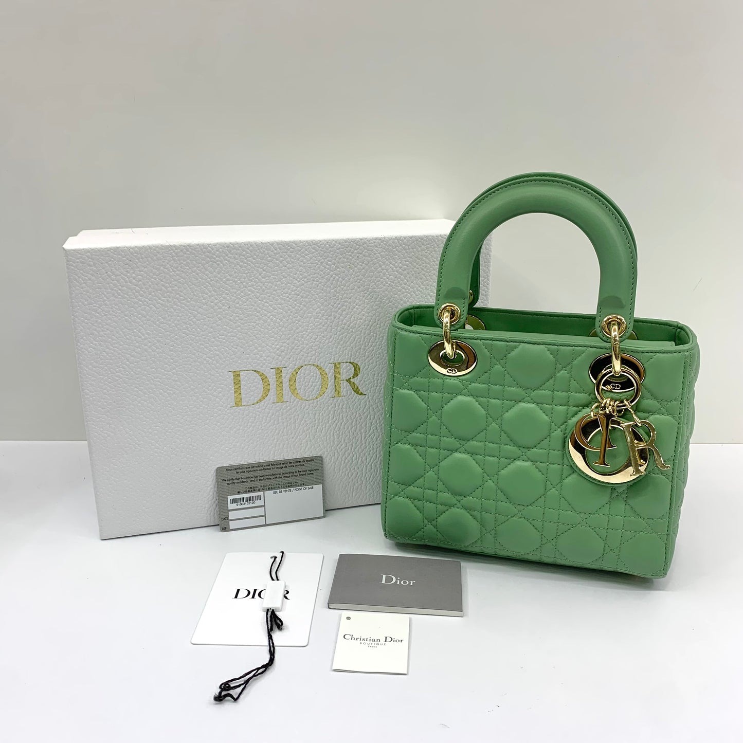Dior Lady ABC Small Cannage Lambskin Bag Avocado Green