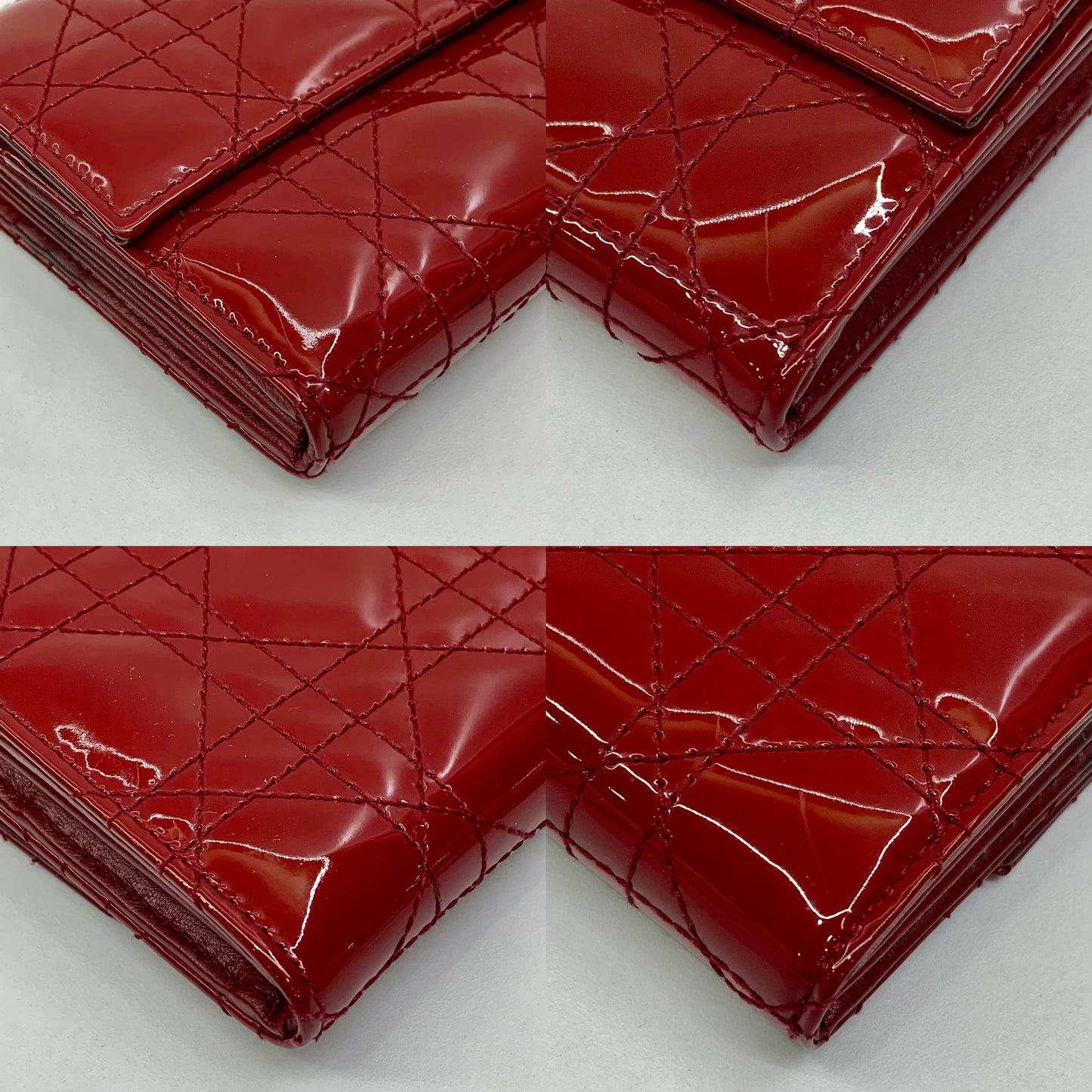 Dior Lady Cannage Patent Chain Wallet