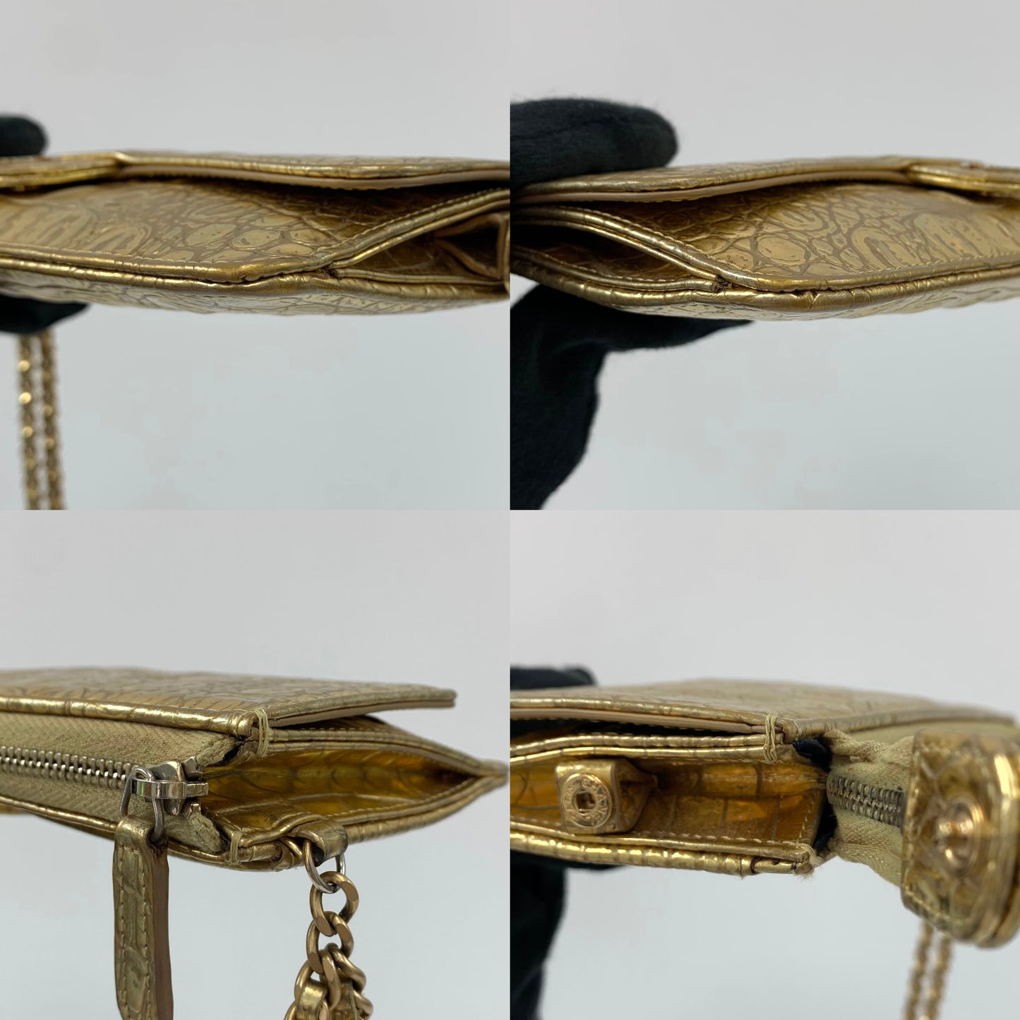 Chanel 19A Gold Embossed Long Wallet Wristlet Clutch