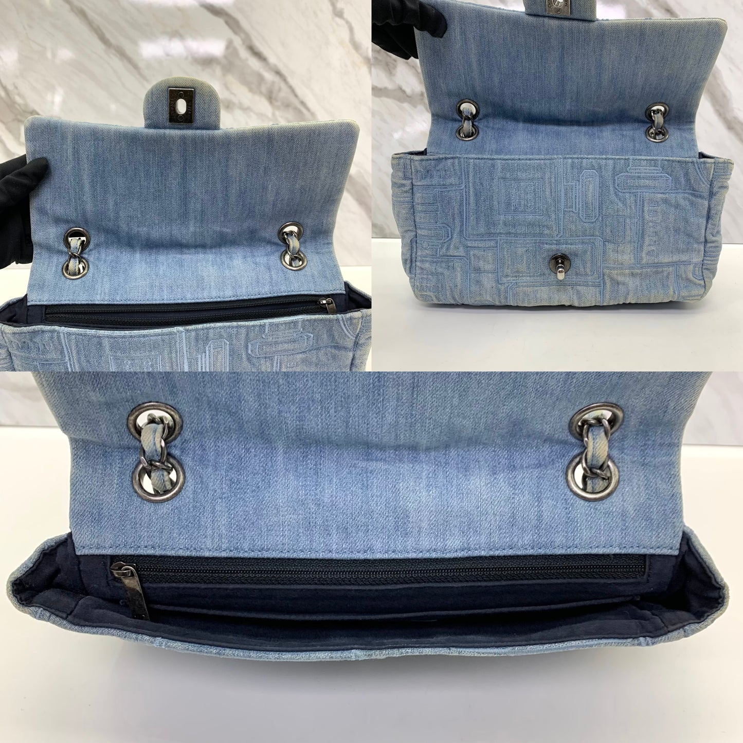 Chanel Denim Perfume Embroidered Classic Flap Bag