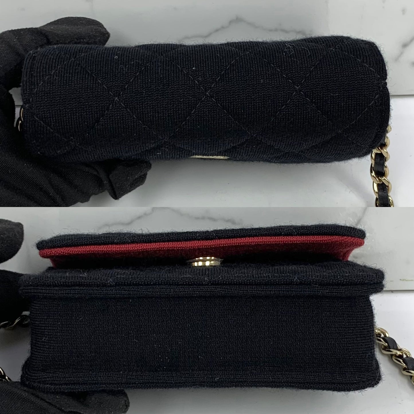Chanel Black Cotton / Jersey Mini Clutch on Chain Novelty Bag RFID