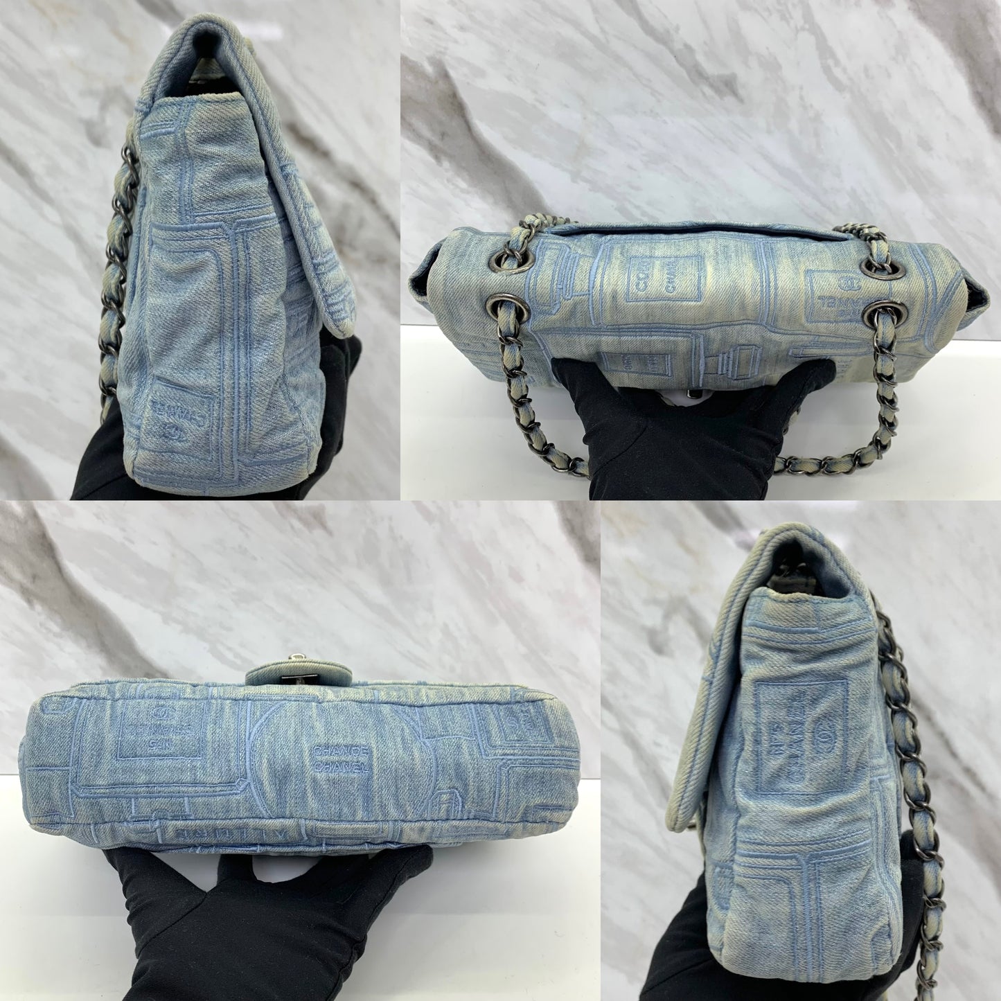 Chanel Denim Perfume Embroidered Classic Flap Bag