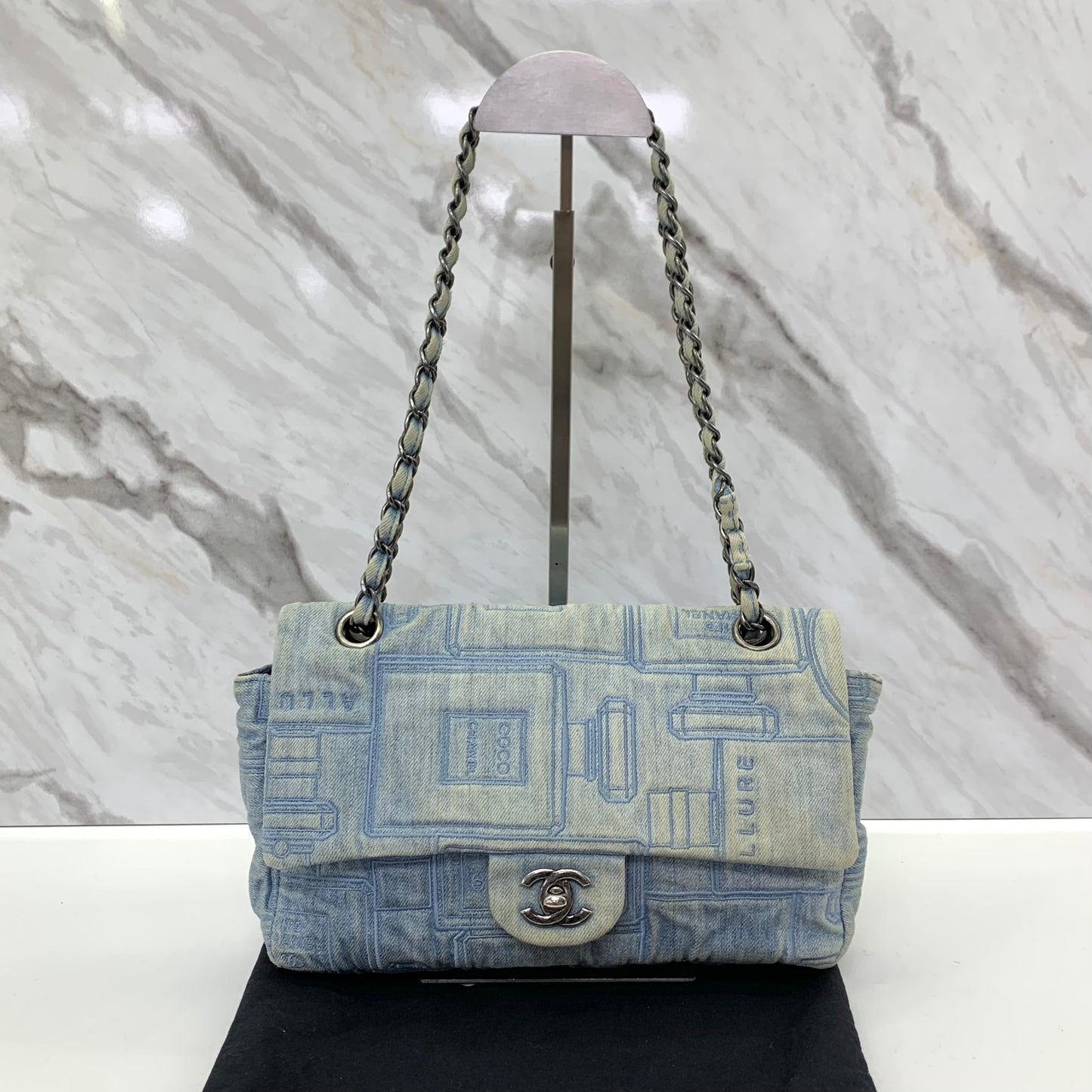 Chanel Denim Perfume Embroidered Classic Flap Bag