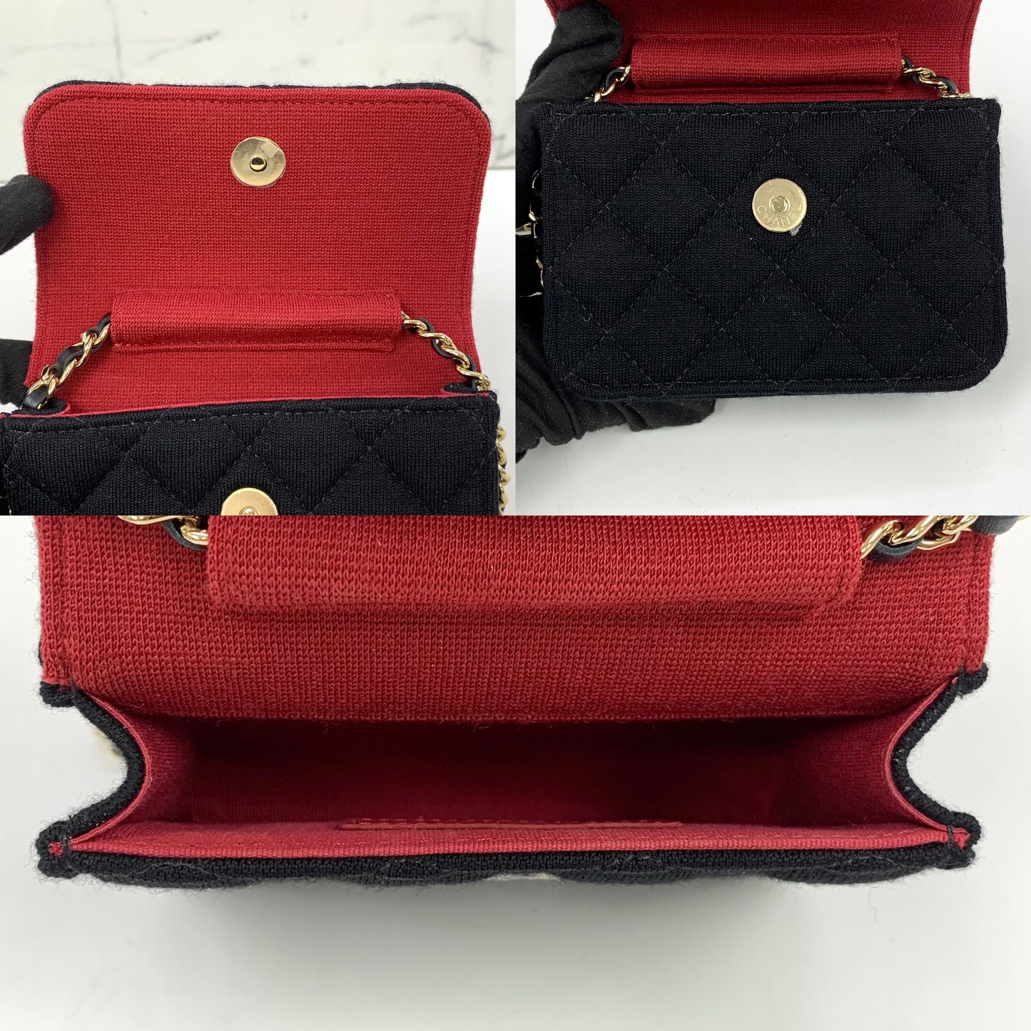 Chanel Black Cotton / Jersey Mini Clutch on Chain Novelty Bag RFID