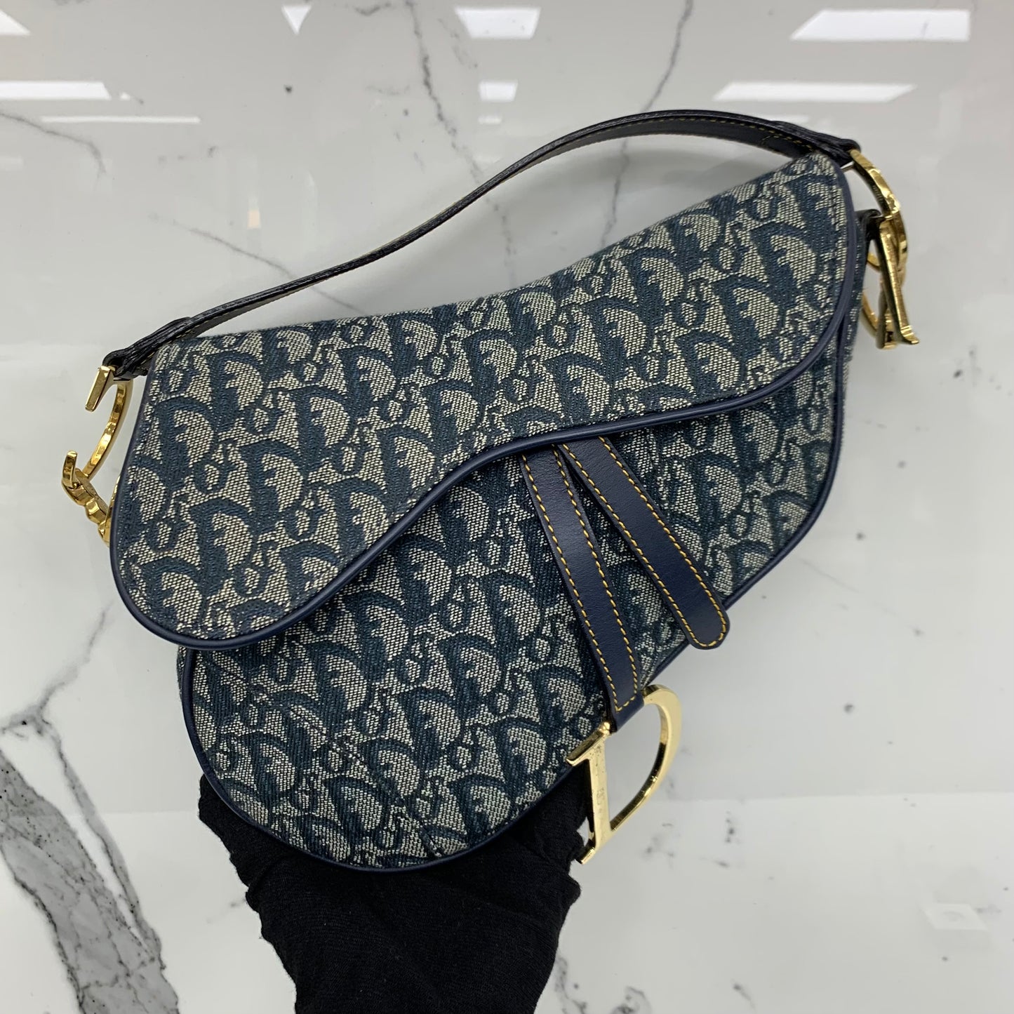 Dior Saddle Bag Medium Blue Oblique Canvas