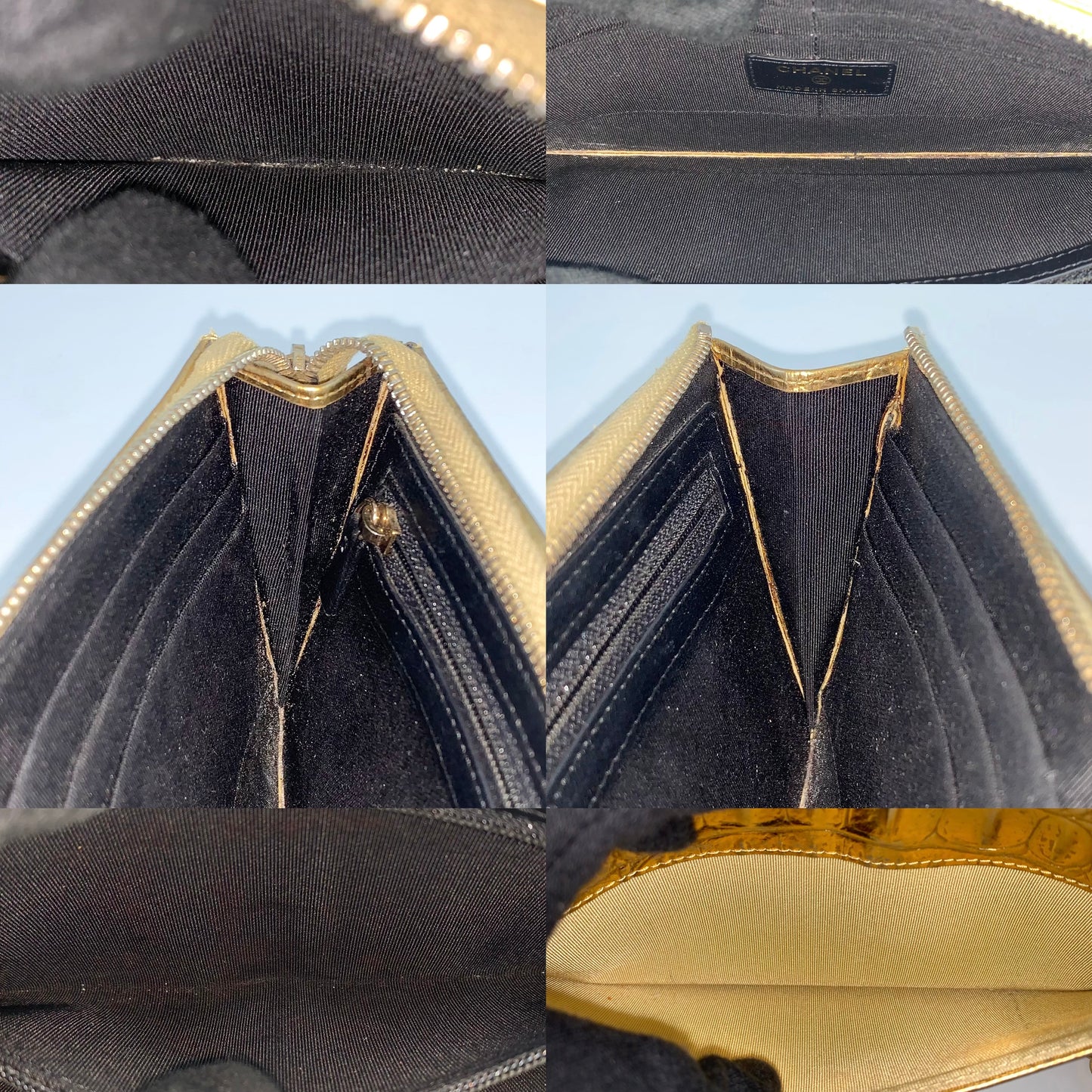 Chanel 19A Gold Embossed Long Wallet Wristlet Clutch