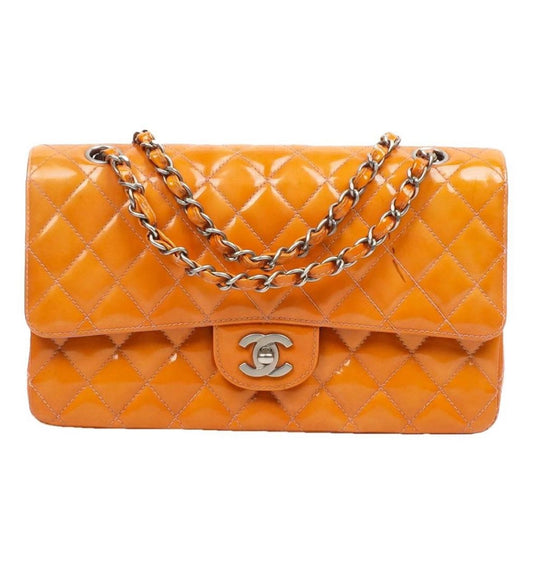 CHANEL Orange Medium Classic Double Flag Bag