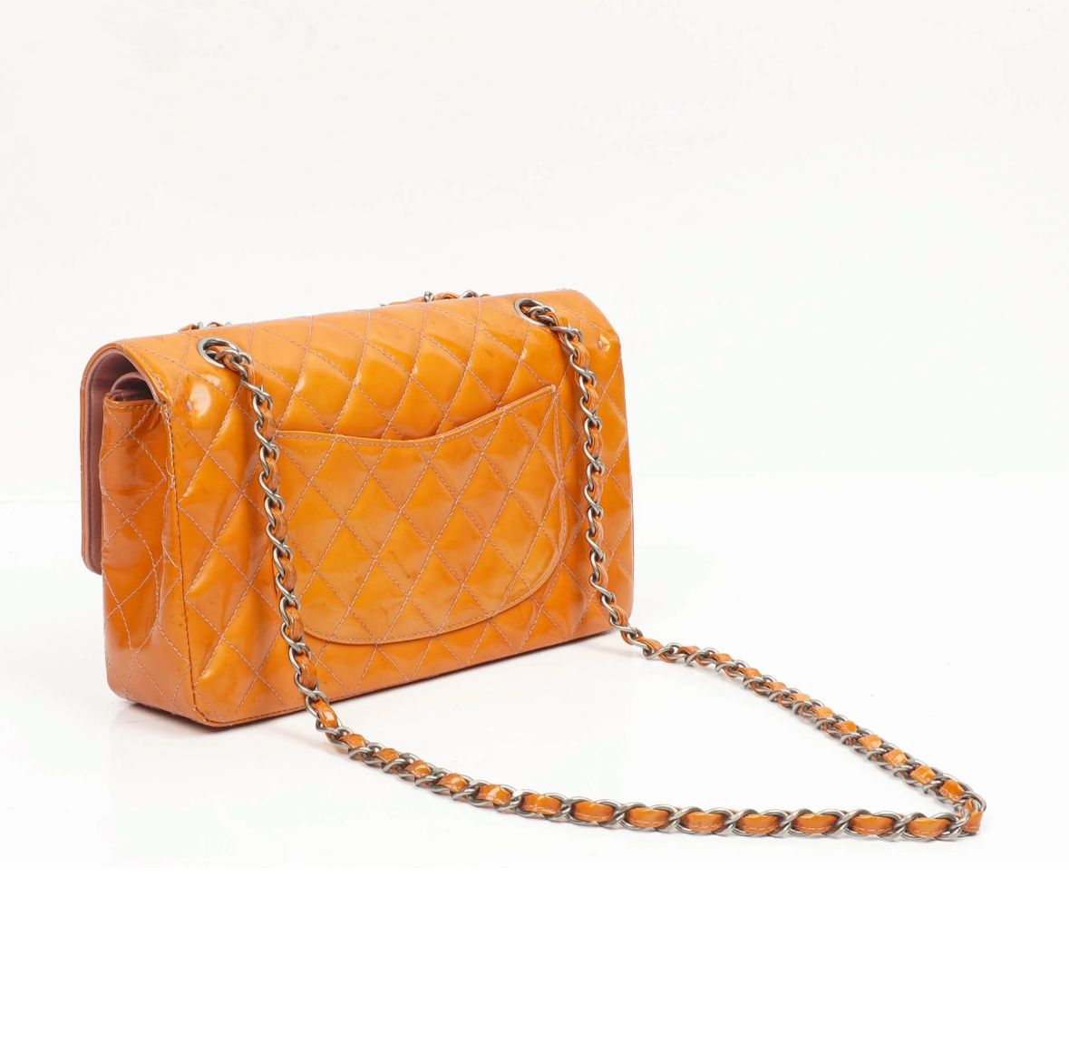 CHANEL Orange Medium Classic Double Flag Bag