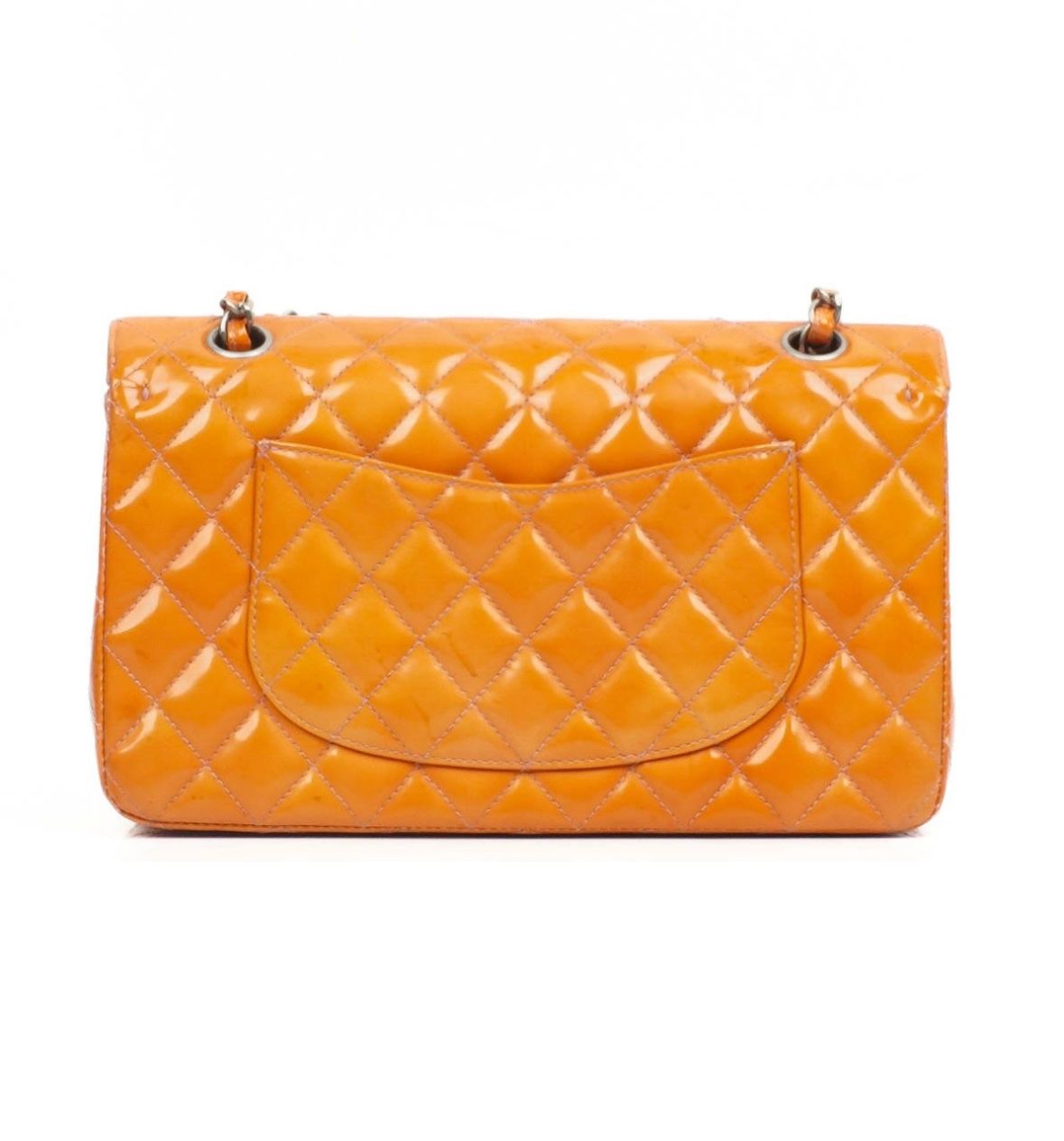 CHANEL Orange Medium Classic Double Flag Bag