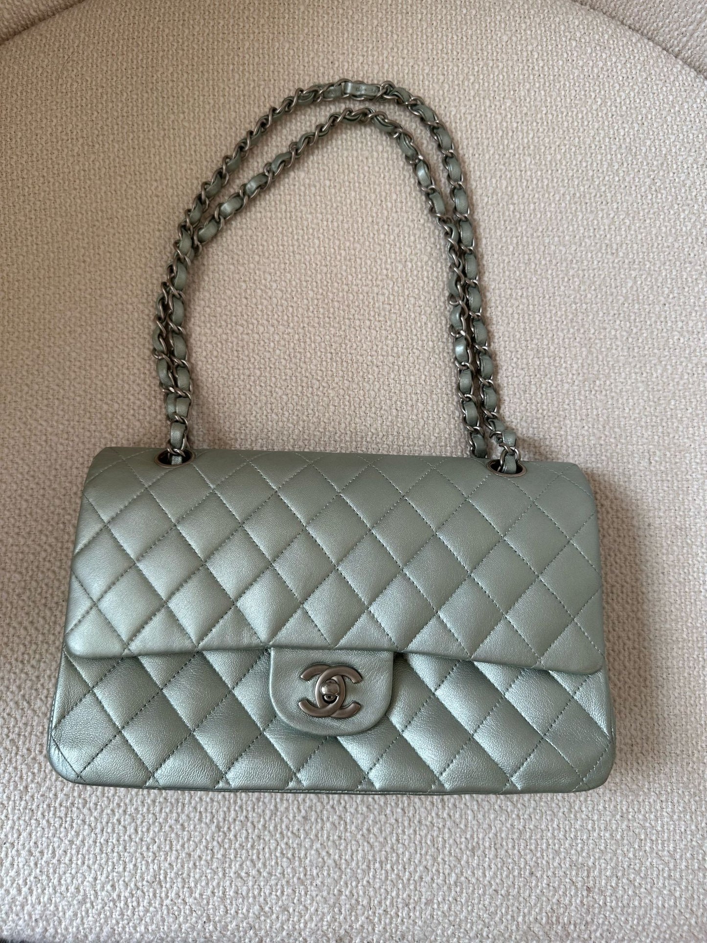 CHANEL Classic Medium Metallic Green