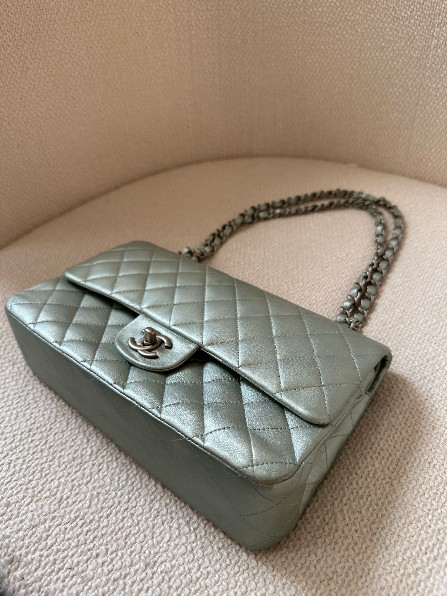 CHANEL Classic Medium Metallic Green