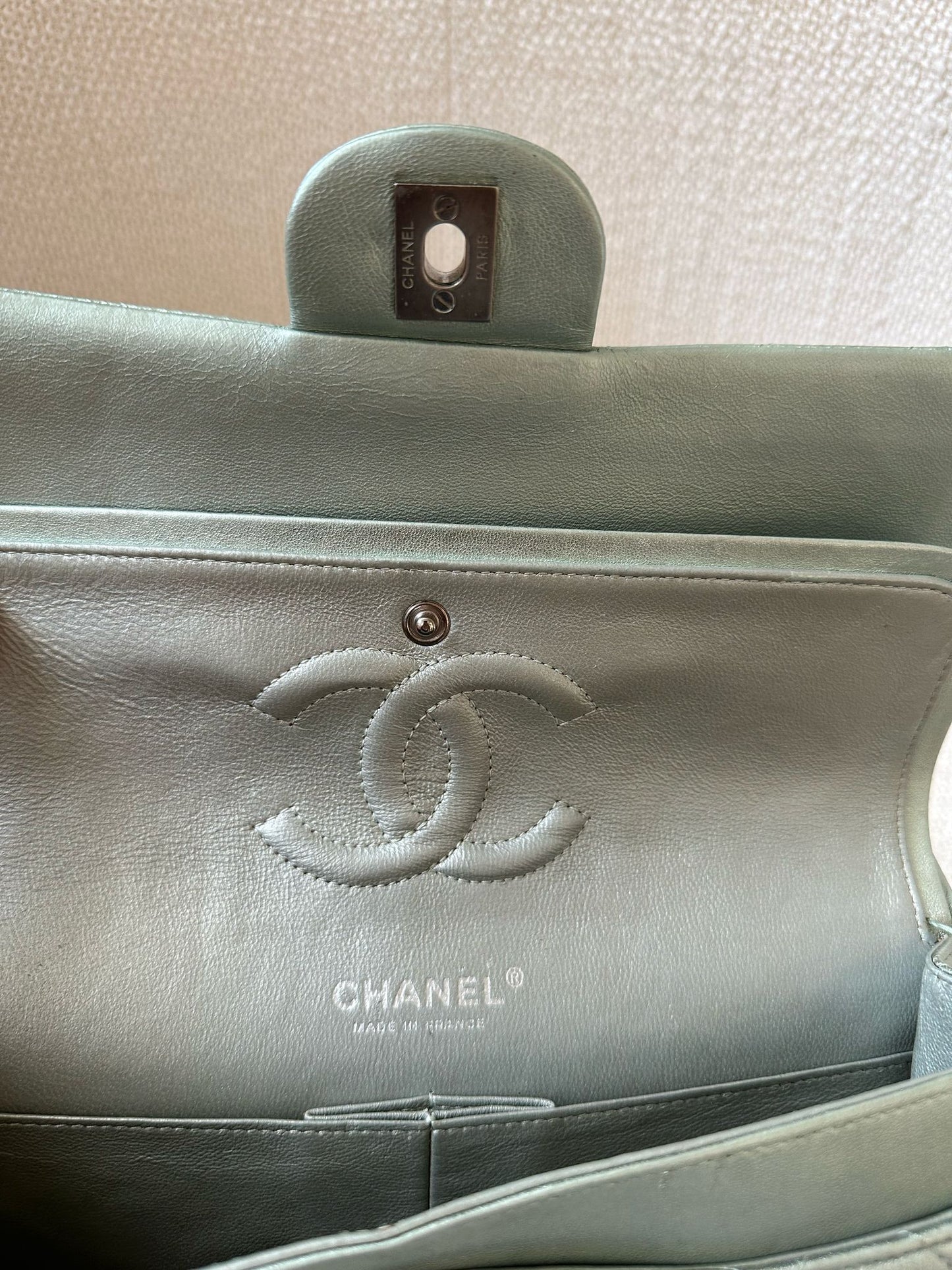 CHANEL Classic Medium Metallic Green