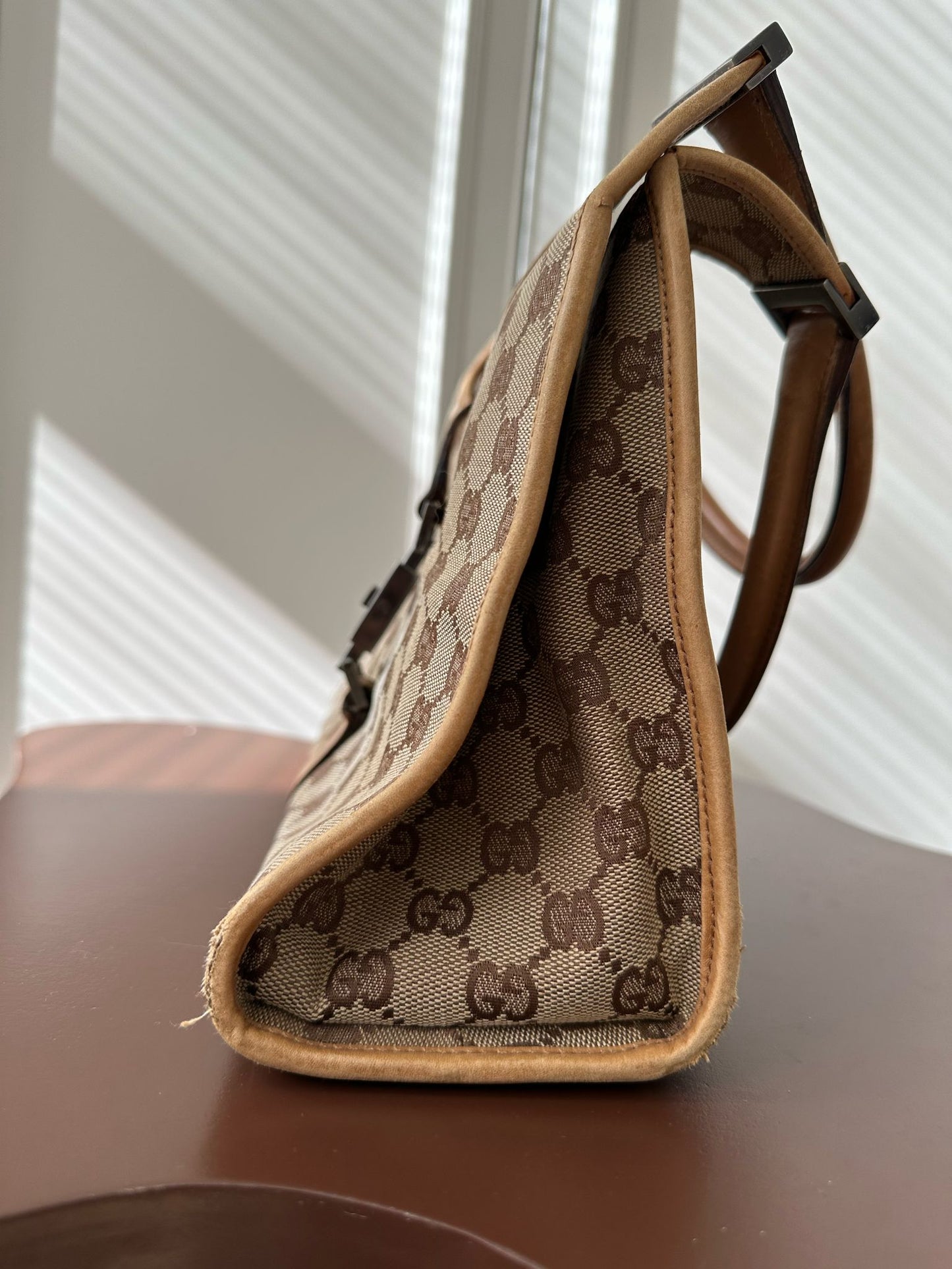 GUCCI Jackie Vintage Cloth Camel Handbag