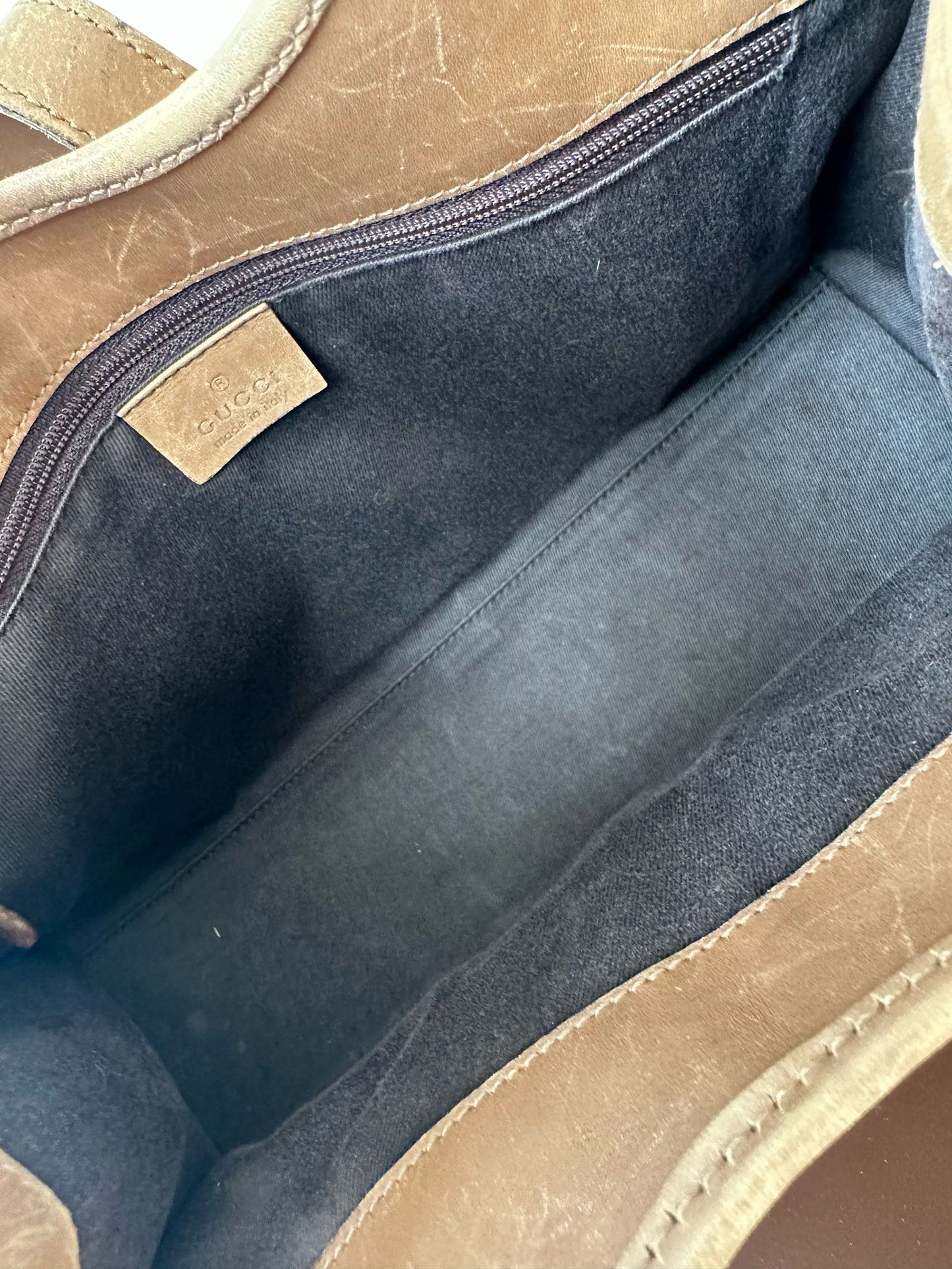 GUCCI Jackie Vintage Cloth Camel Handbag