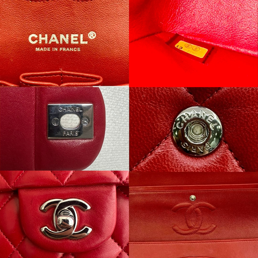 Chanel Classic Double Flap Medium Red Lambskin Shoulder Bag