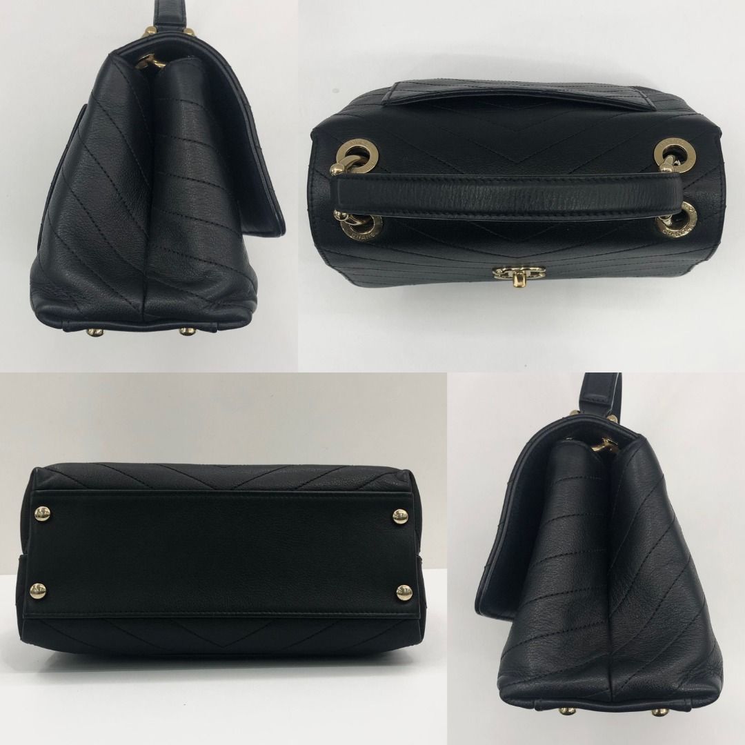 Chanel Chevron Chic Top Handle Flap Black Calfskin Shoulder Bag