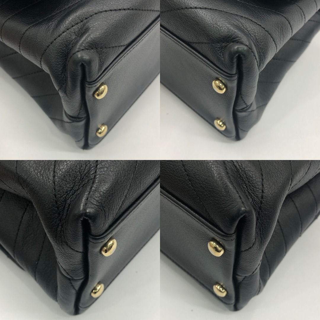 Chanel Chevron Chic Top Handle Flap Black Calfskin Shoulder Bag