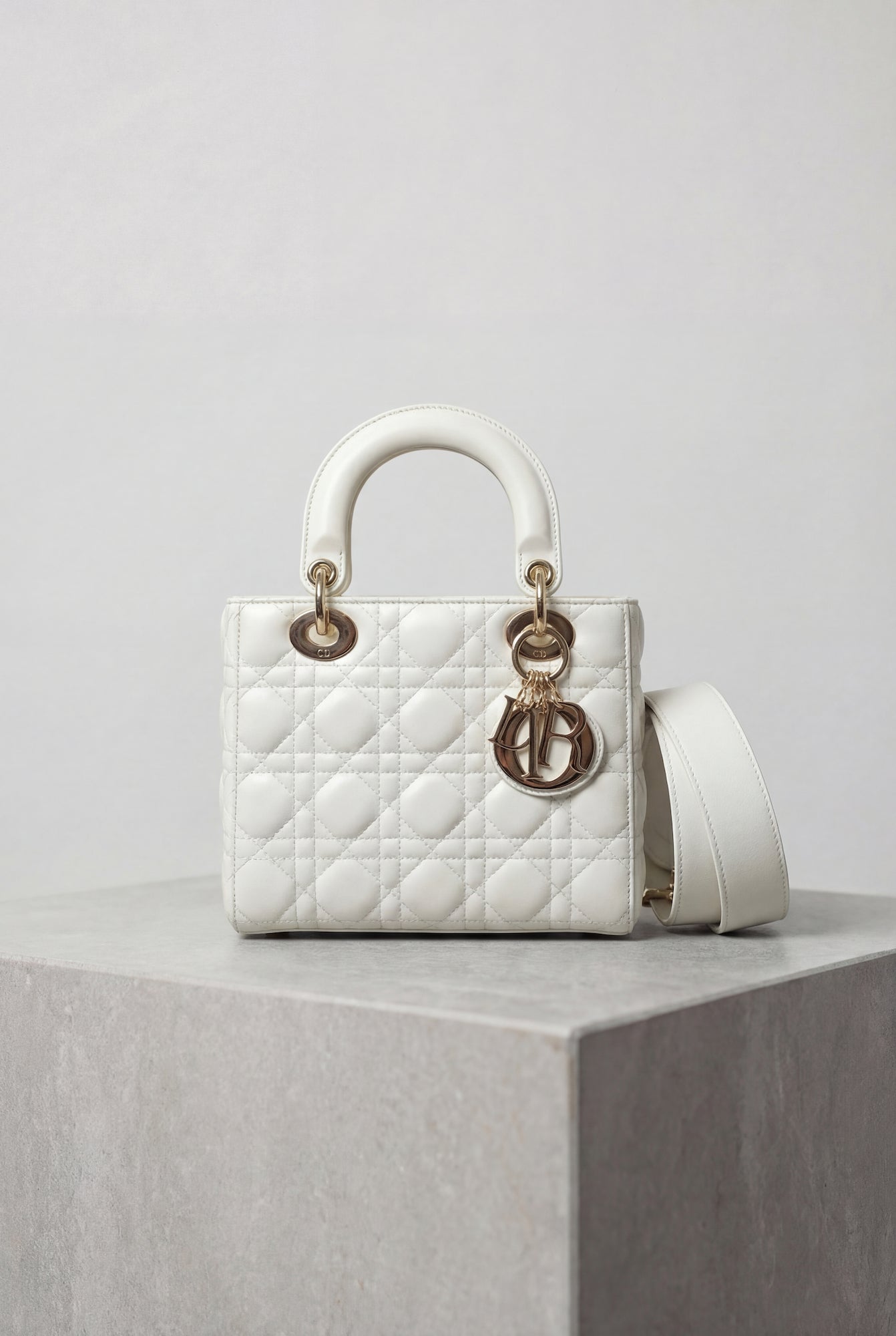 Dior Lady Small ABC White Lambskin Bag