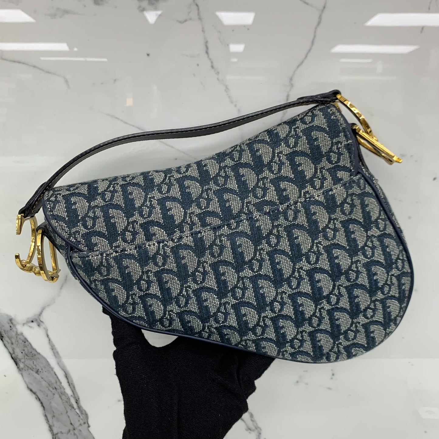 Dior Saddle Bag Medium Blue Oblique Canvas